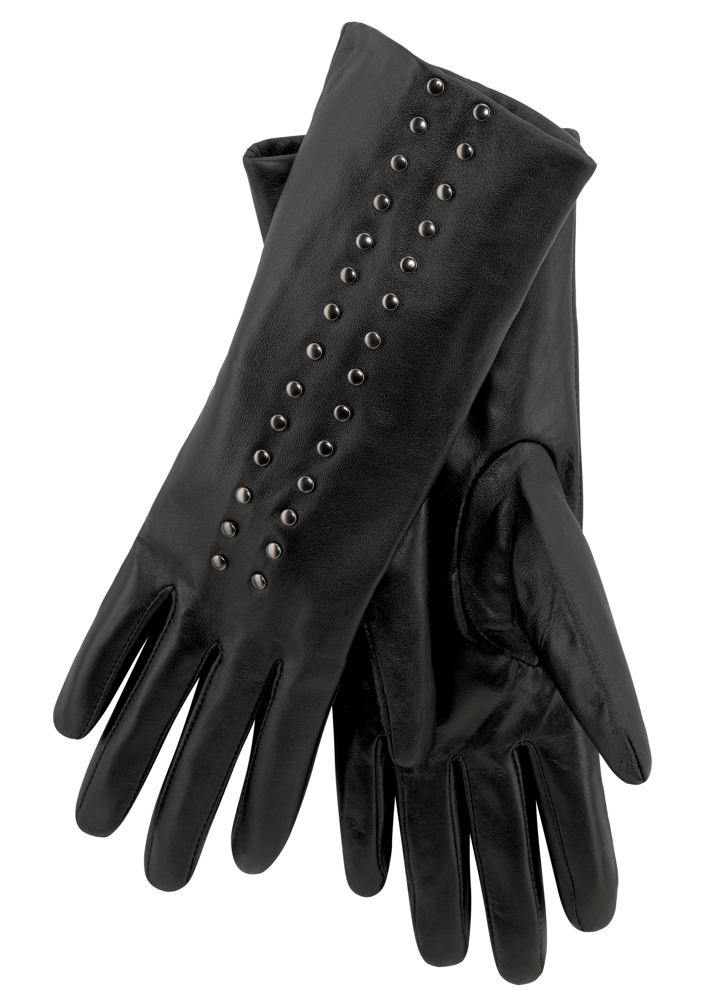 Image of J.Jayz Lederhandschuhe, (2), Fingerhandschuhe, normale Schaftlänge, Nieten bei Ackermann Versand Schweiz