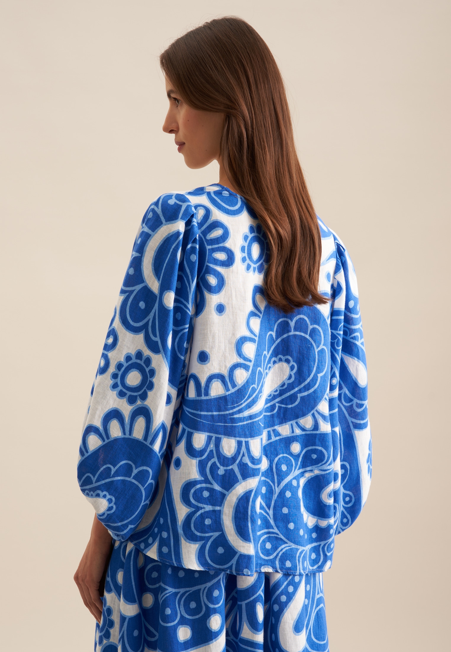 seidensticker Chemisier à chemise »Schwarze Rose« 3/4 V-Neck Paisley