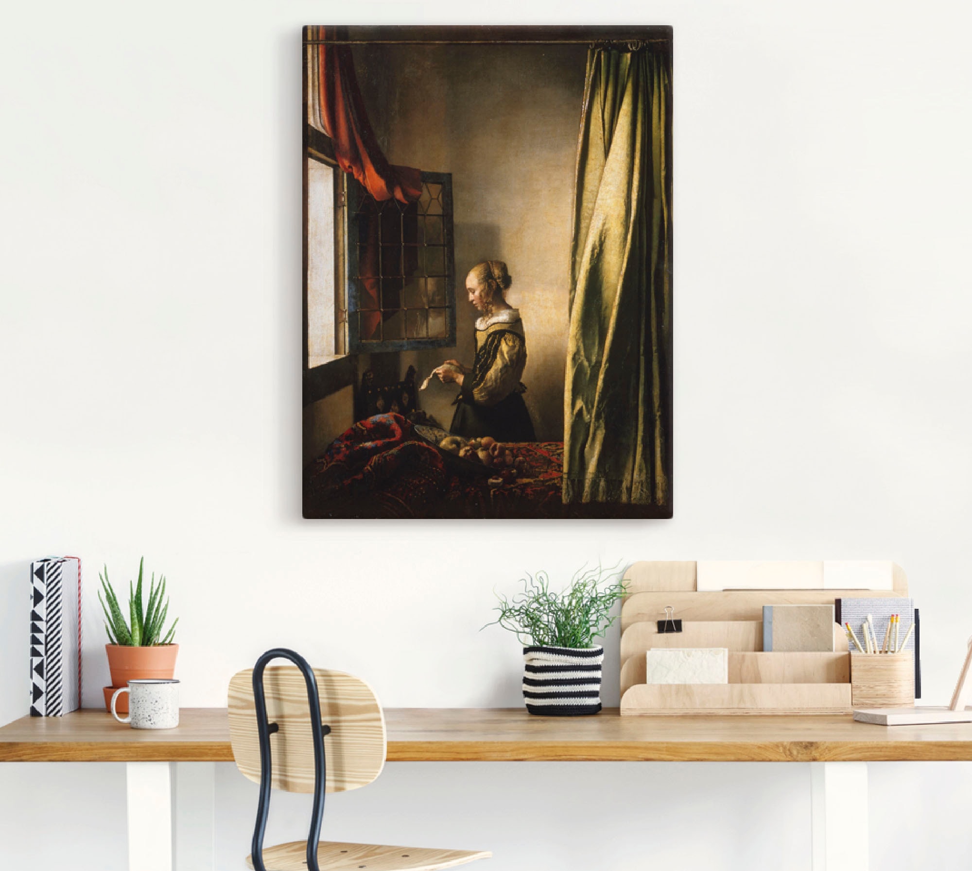 Artland Leinwandbild »Briefleserin am offenen Fenster. Um 1658« Frau 1 Stk. tlg. auf Holzrahmen gespannt