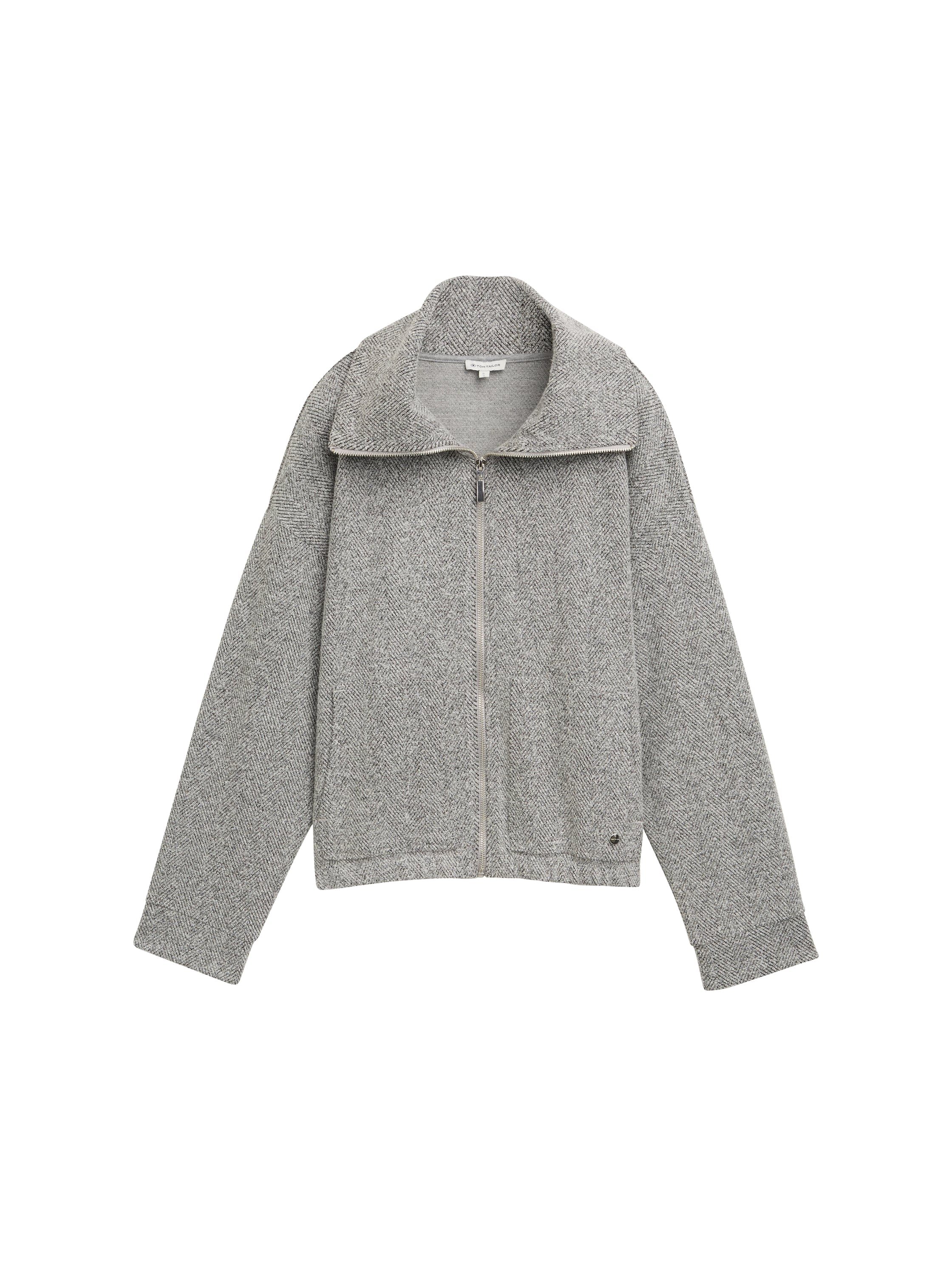 TOM TAILOR Sweatjacke, mit grossem Stehkragen