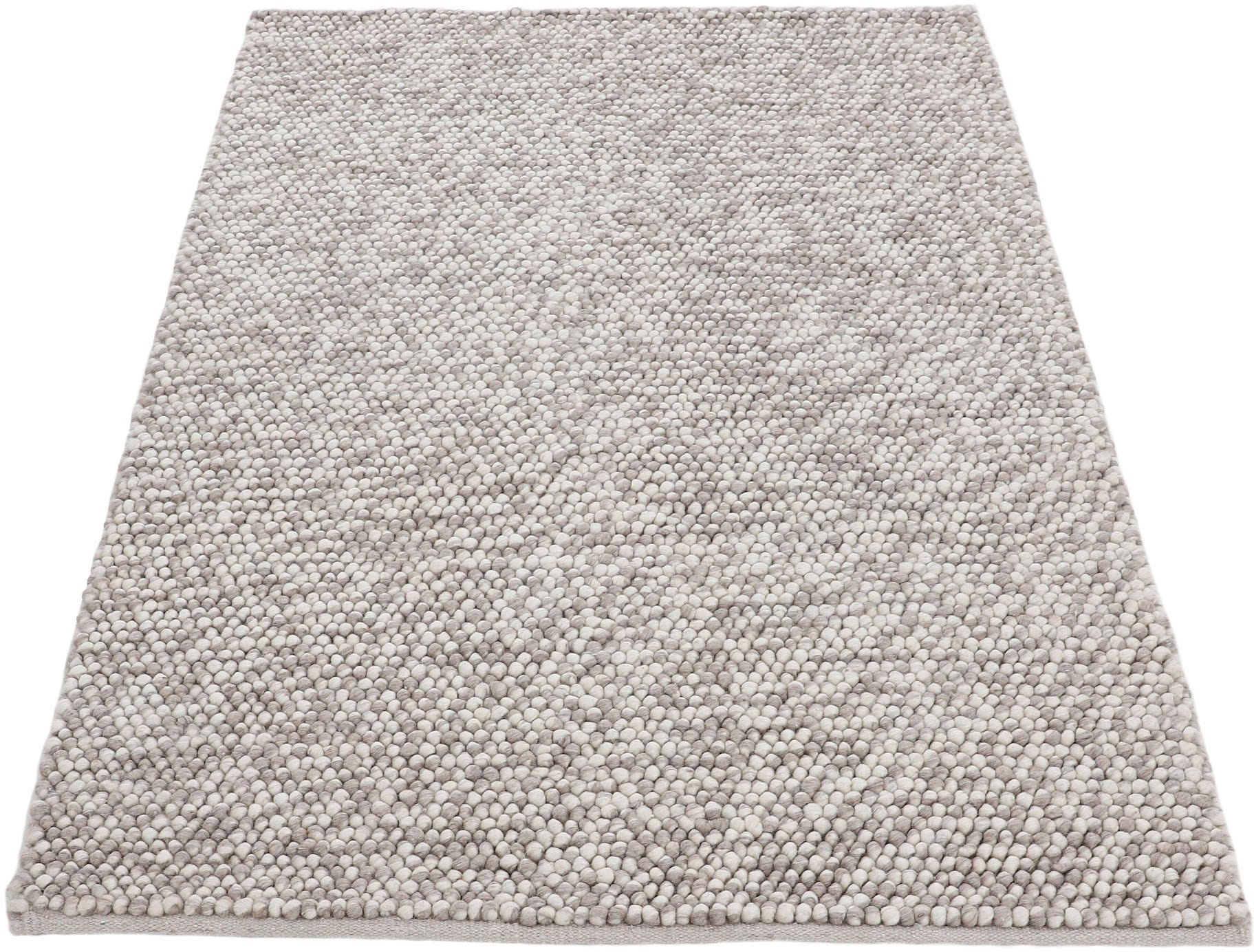 carpetfine Teppich »Calo« rechteckig 16 mm Höhe Handweb Teppich, Uni Farben, meliert, handgewebt, 70% Wolle