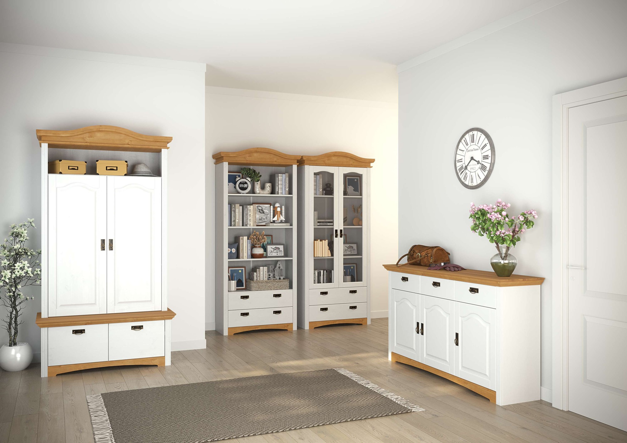 Home affaire Regal »Konrad, Standregal, Bücherregal, Stauraum«, aus massiver Kiefer, Breite 94 cm, Höhe 208 cm, mit Schubladen, FSC®