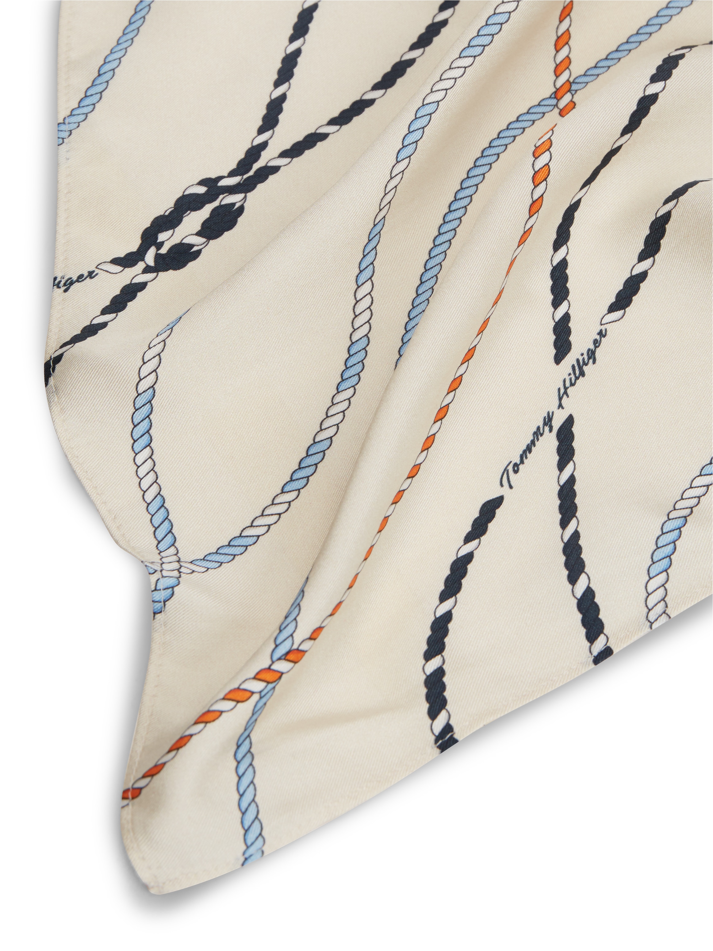 Tommy Hilfiger Foulard de mode »TH NAUTICAL SILK TRIANGLE« aus reiner Seide mit Seil-Print