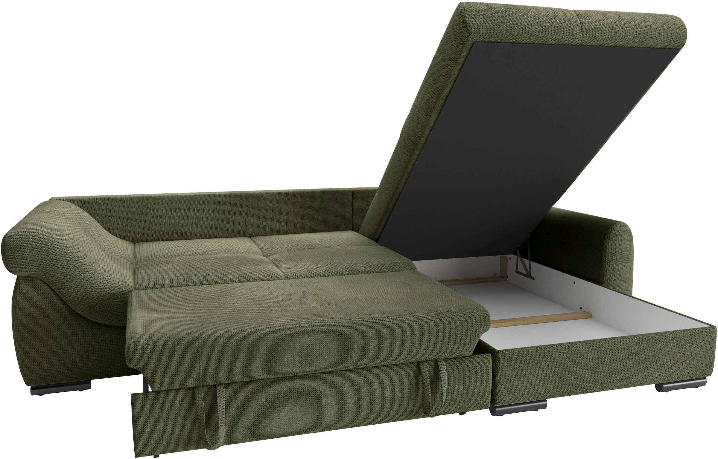 Mr. Couch Ecksofa »Livorno L-Form«, inkl. Hochschläfer-Bettauszug, XL-Bettkasten weiss beschichtet