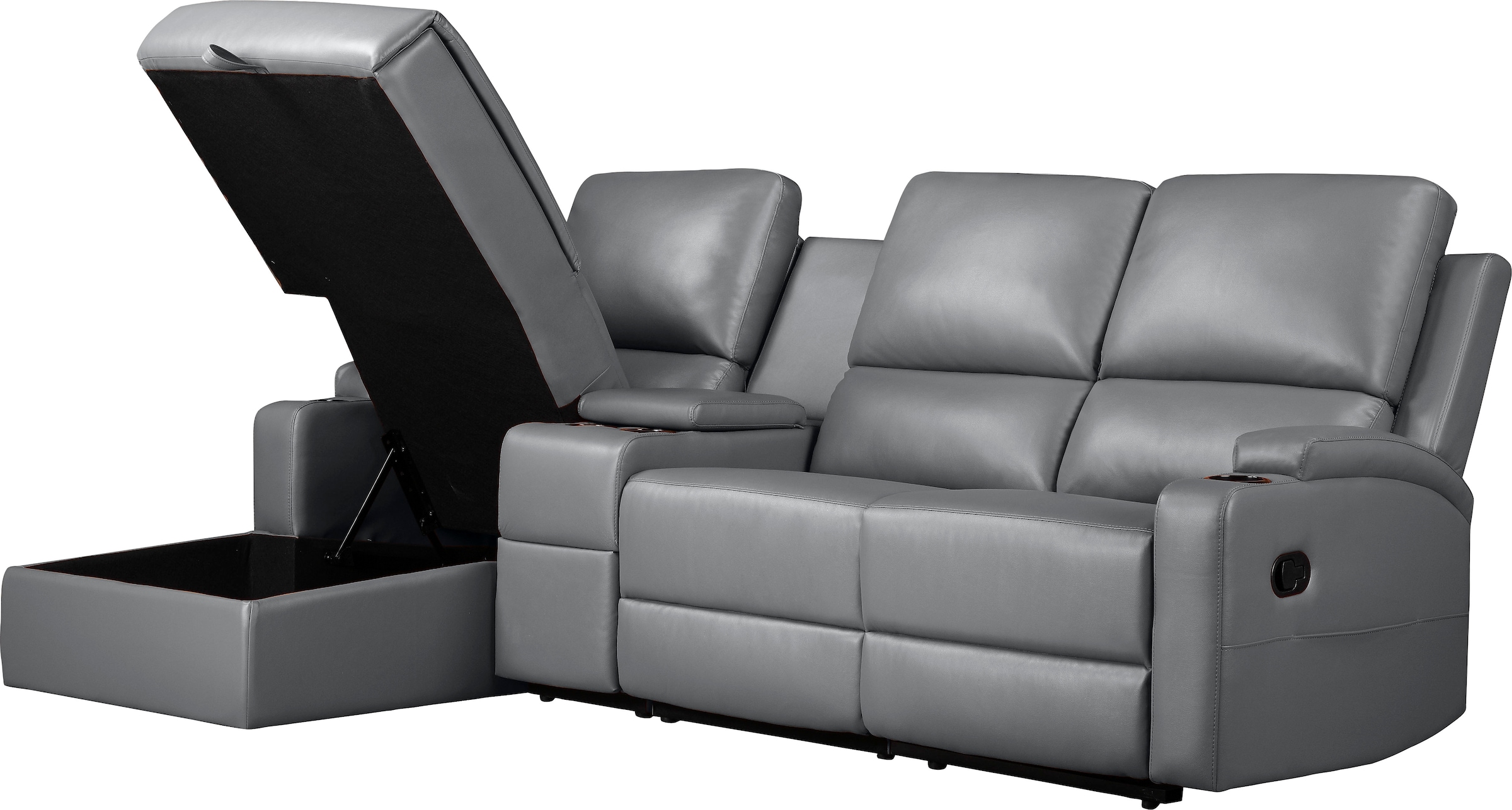 Home affaire Ecksofa »NAPORI Multimediasofa, 3er Kinosessel XXL, L-Form, 3 Bezugsstoffe« Kinosofa mit Relaxfunktion, Getränkehalter, Staufach und Staukasten