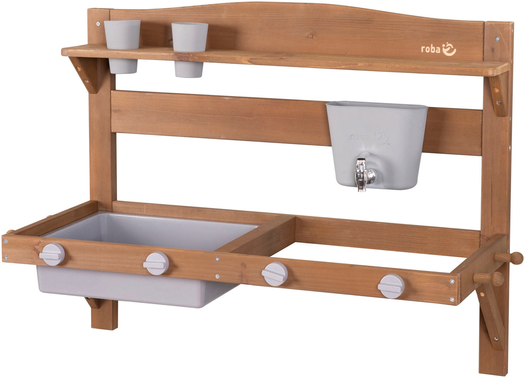 roba® Outdoor-Spielküche »Matschküche zum Aufhängen, teakholzfarben lasiert, aus Holz« FSC® - schützt Wald