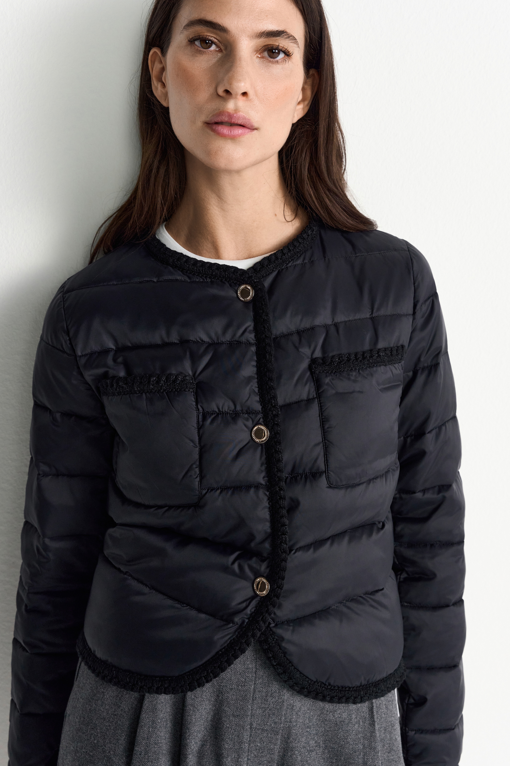 Image of RICHROYAL Steppjacke geflochtene Saumabschlüsse, gerader Schnitt, leicht wattiert