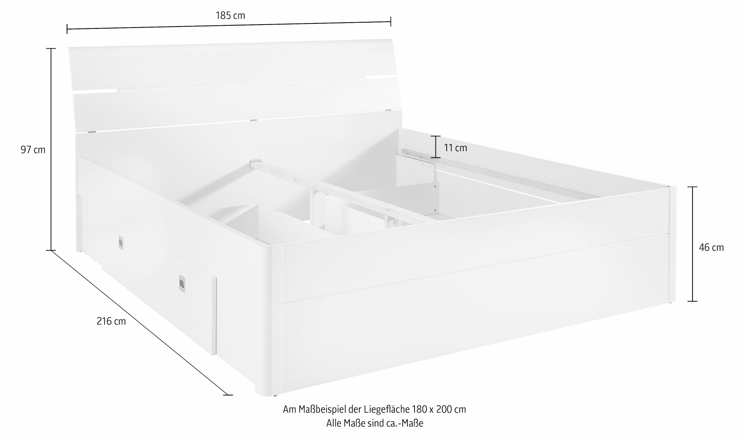 Schlafkontor Stauraumbett »Mars«, inklusive 2 Schubkästen und LED-Beleuchtung