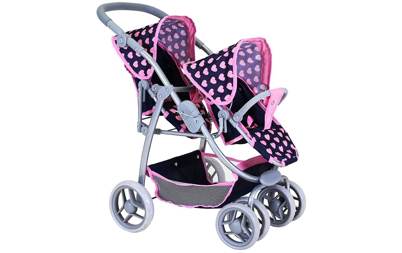 Knorrtoys® Puppen-Zwillingsbuggy »Zwillingspuppenwagen Milo Pink Hearts«