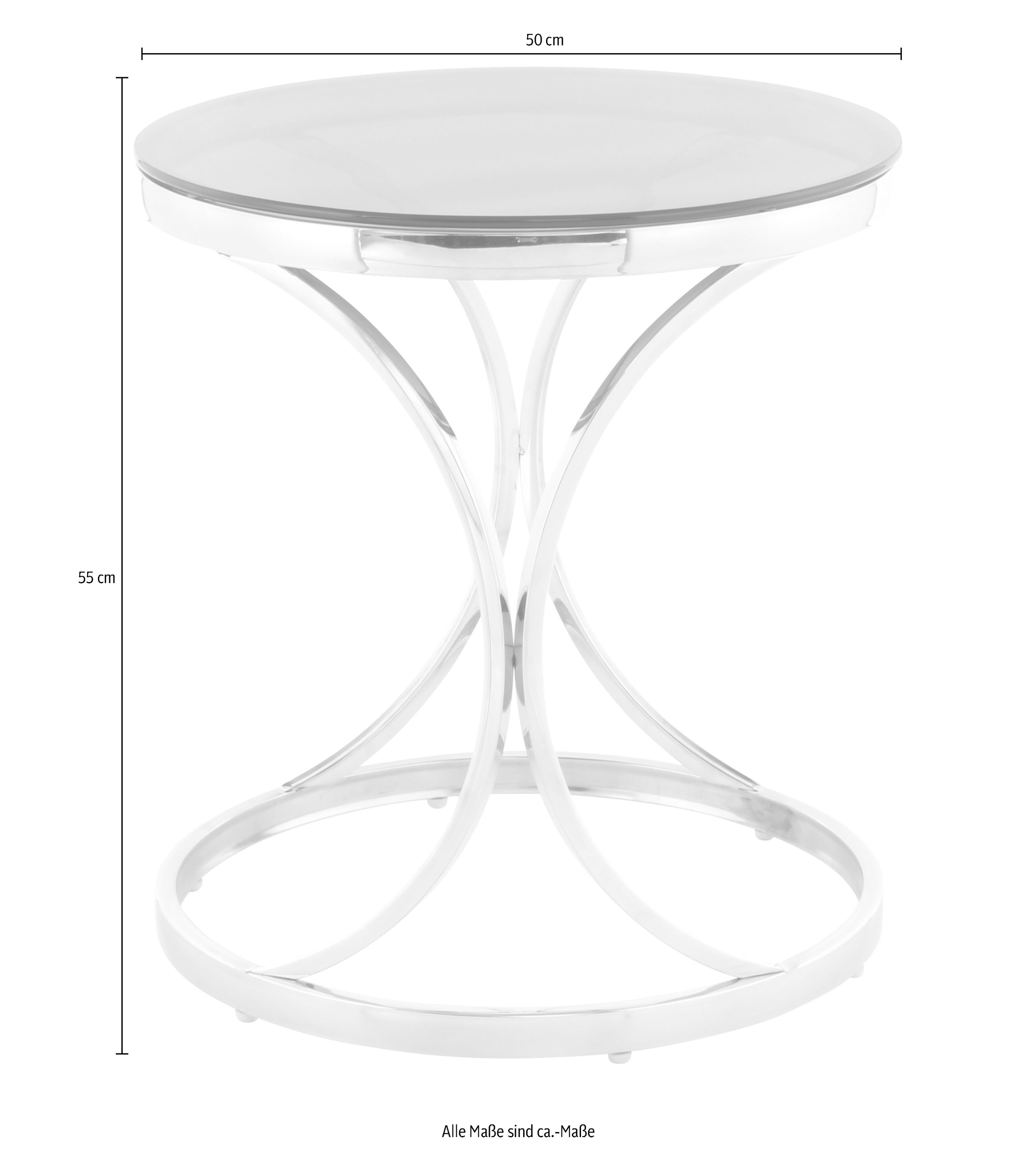 Kayoom Beistelltisch »Weyda 225, in eleganter Gestaltung,runde Tischplatte aus Glas«, (1 St.), Glamouröses Design, hochwertige Verarbeitung, Hingucker-Gestell