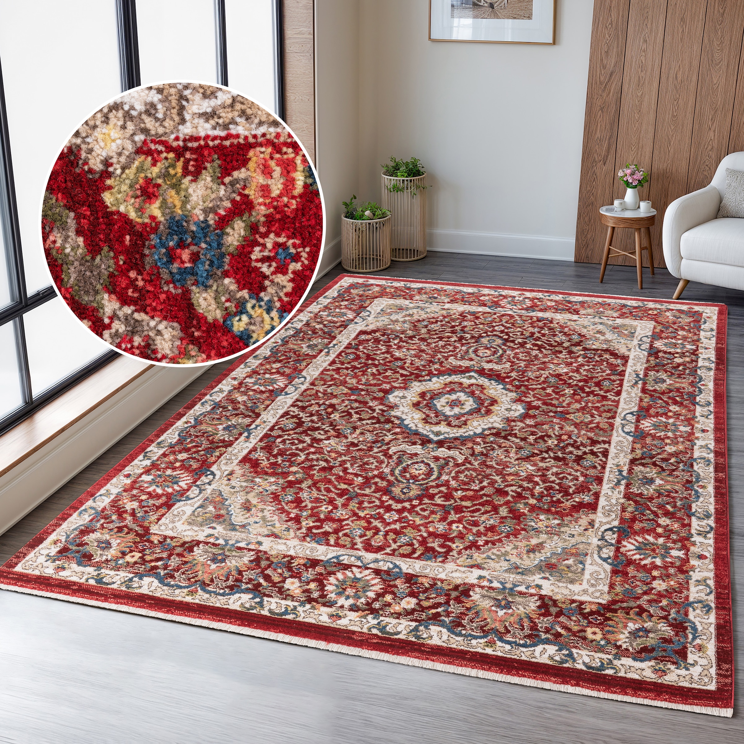 GOODproduct Tapis »Molvio, mit & ohne Fransen« Rectangulaire 18 mm Höhe Orient-Optik, Vintage Design, weich, Wohnzimmer, Schlafzimmer