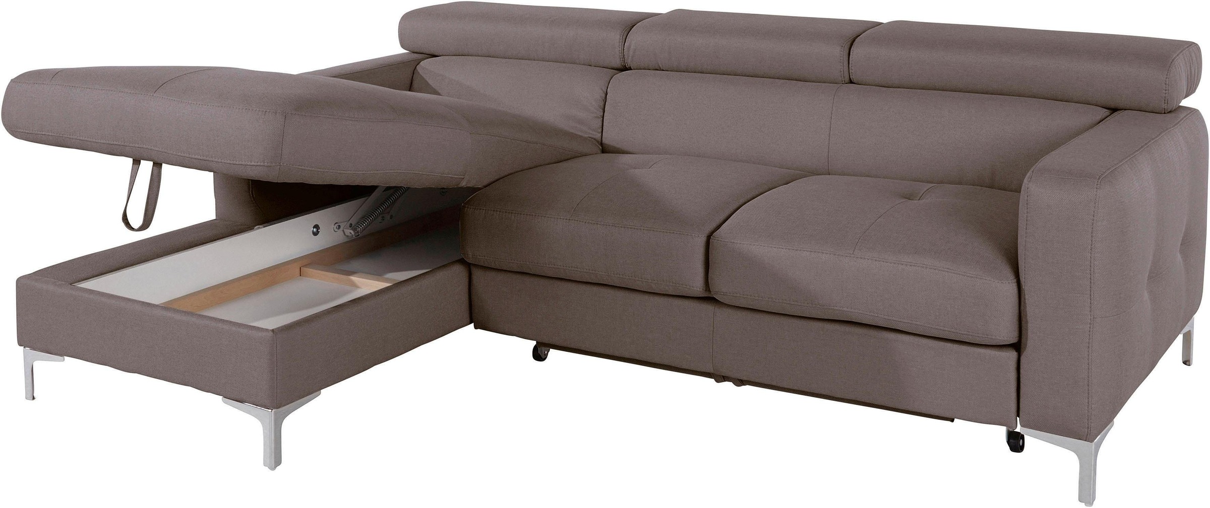 COTTA Polstergarnitur »Sammy L-Form«, (Set), Set bestehend aus: Ecksofa mit Kopfteilverstellung & Hocker