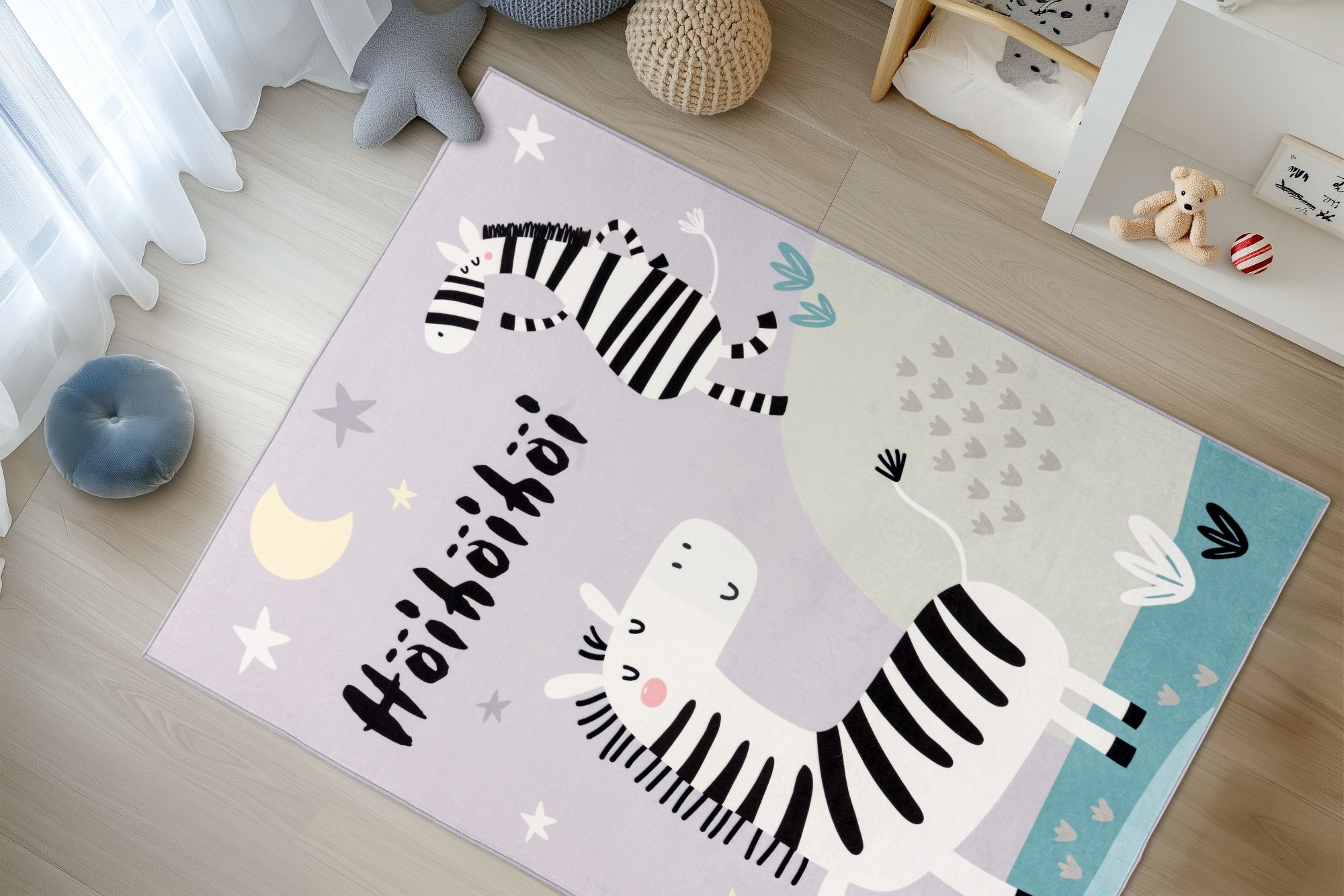 Kayoom Kinderteppich »Wonder 128« rechteckig 8 mm Höhe Kurzflor, Vegan, Fussbodenheizungsgeeignet, Zebra