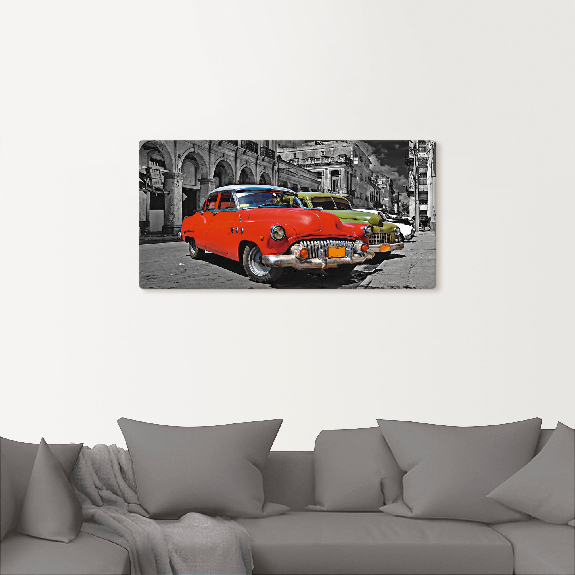 Artland Wandbild »Ansicht von bunten Havanna Autos«, Auto, (1 St.), als Alubild, Outdoorbild, Leinwandbild, Wandaufkleber, versch. Grössen