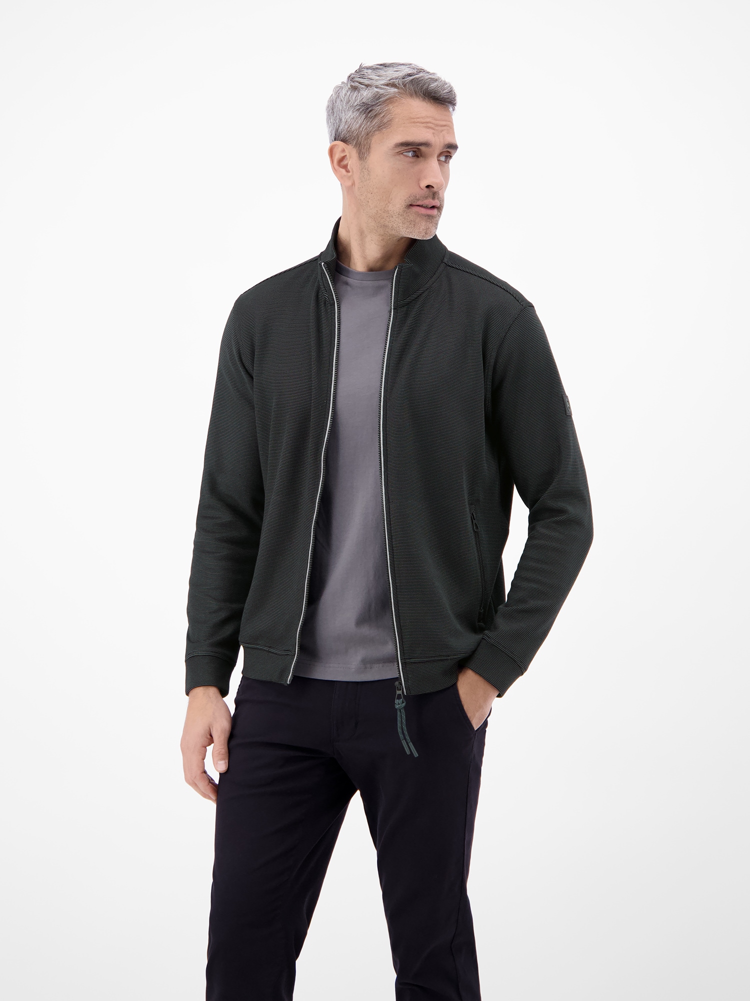 Image of LERROS Sweatjacke "Sweatjacke aus Baumwollmischgewebe" Jacke im Baumwollmix mit Reissverschluss, Stehkragen und Seitentaschen
