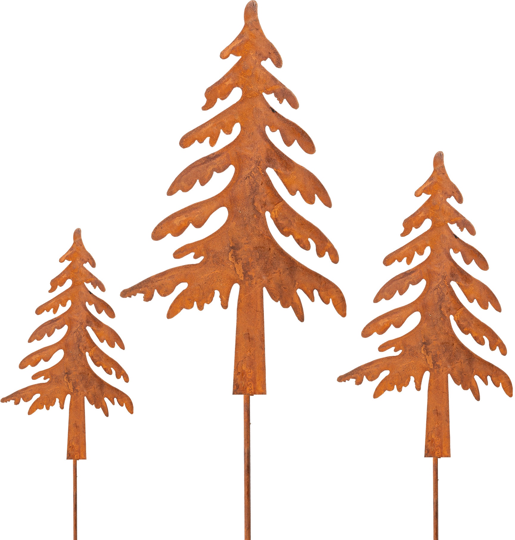 my home Dekobaum »Tannenbaum, Weihnachtsdeko aussen«, Gartenstecker in  Rostoptik, Höhe ca. 50 cm + 70 cm + 90 cm kaufen