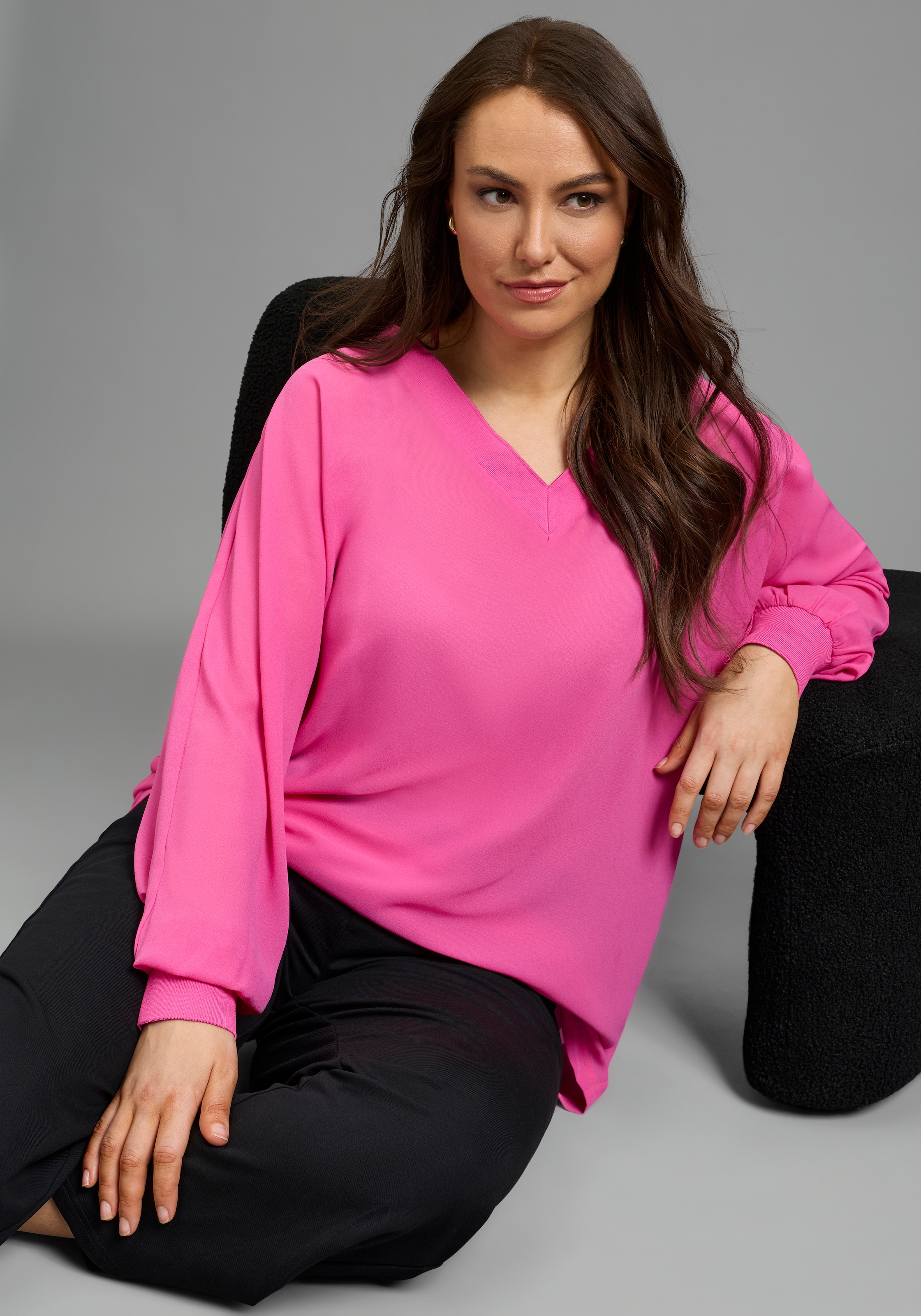 Image of Laura Scott CURVE Shirtbluse "Grosse Grössen" mit sportivem Rippenbündchen