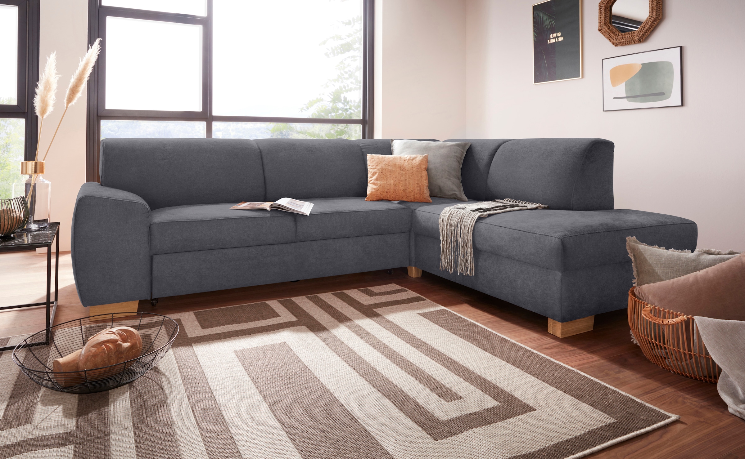 Image of DOMO collection Ecksofa "Incanto kubische Formensprache, Breite 260cm, komfortabel, L-Form" mit Bettfunktion, Struktur weich