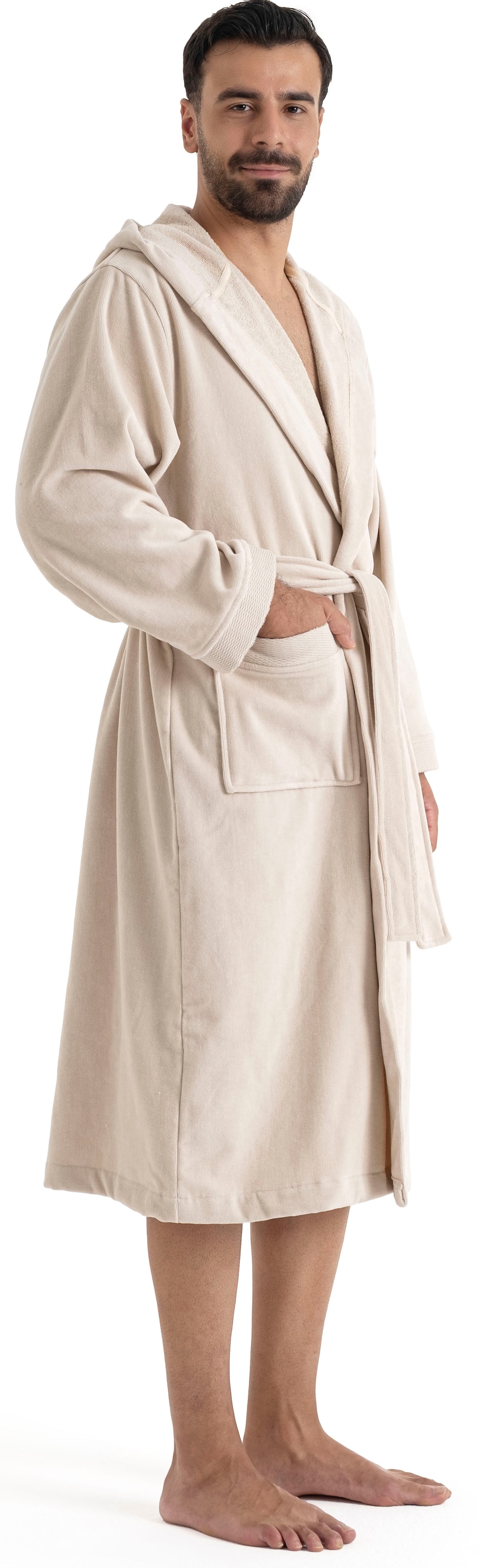 GOODproduct Peignoir de bain unisexe »Fenya, 330 g/m², Premium, Hotelbademantel, Morgenmantel,  Sauna & Spa« 1 cuis Reissverschlusstaschen, weich mit GRATIS-Zugabe: 1x Duschtuch 70x140 cm