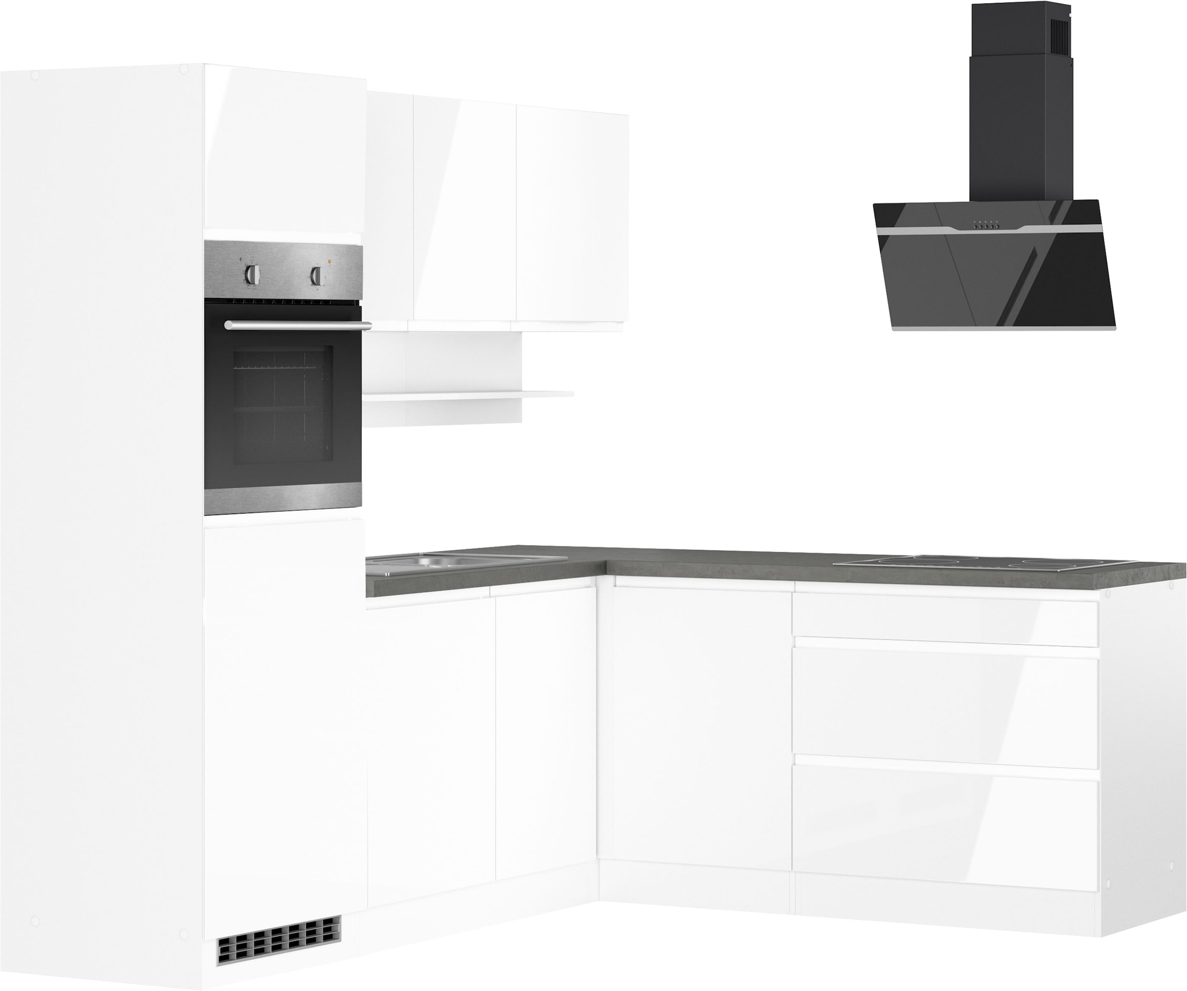 KOCHSTATION »KS-Virginia,neu in verbesserter Ausführung« plan de travail épaisseur 38 mm, rangement, fermeture douce,  largeur réglable 230/190 cm, soft-close, sans appareils électriques