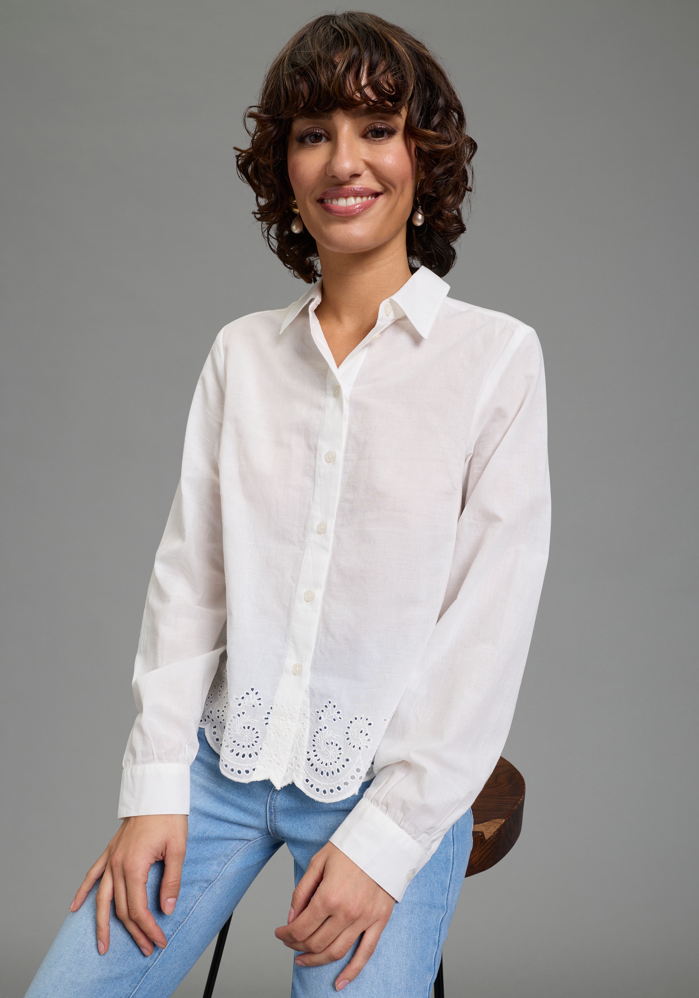 Image of Laura Scott Hemdbluse unifarbene Bluse, mit Knöpfen, aus Baumwolle
