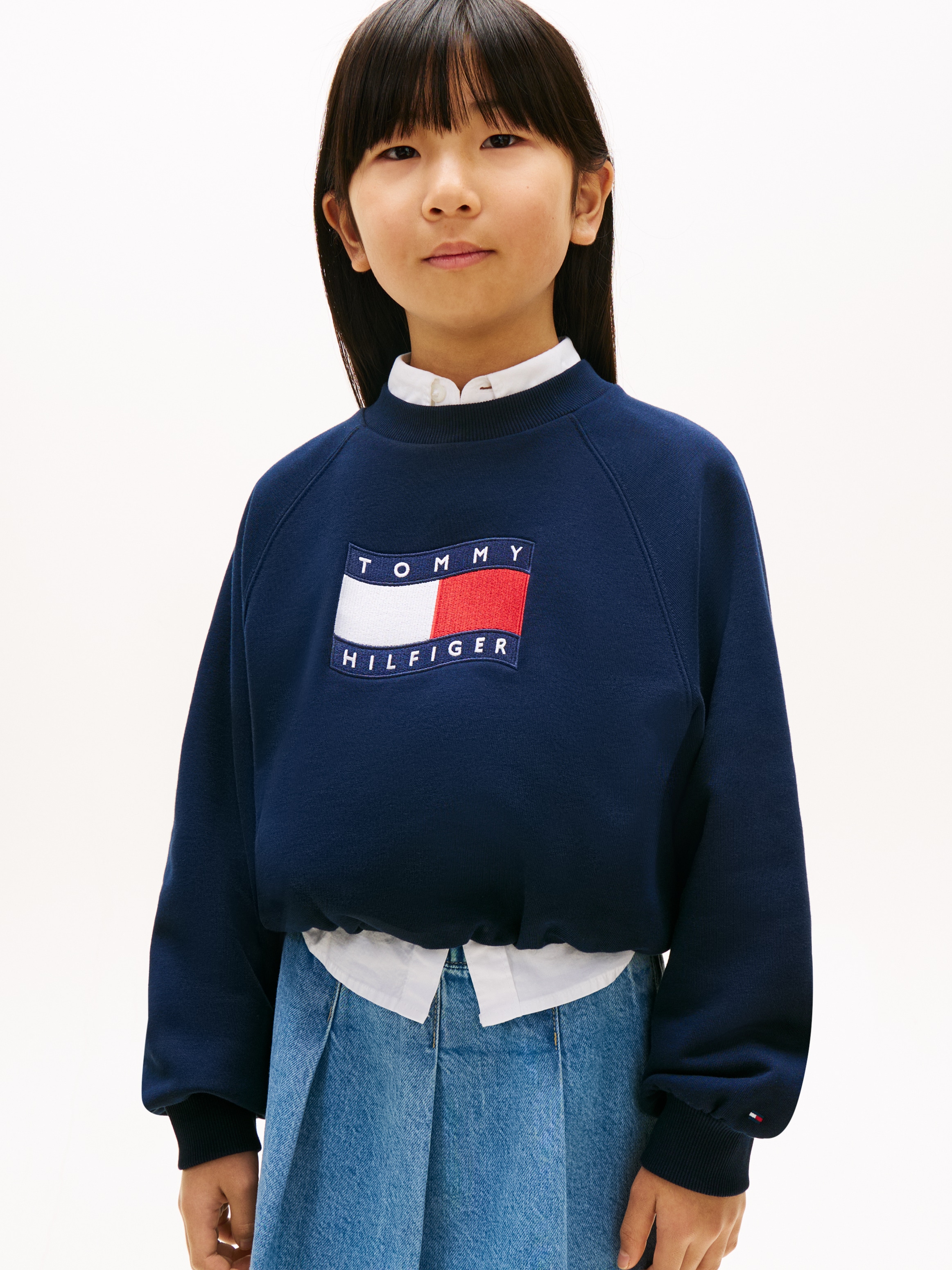 Image of Tommy Hilfiger Sweatshirt "TOMMY WAVE FLAG CREWNECK", Kinder bis 16 Jahre, verdeckter Saum, relaxed fit