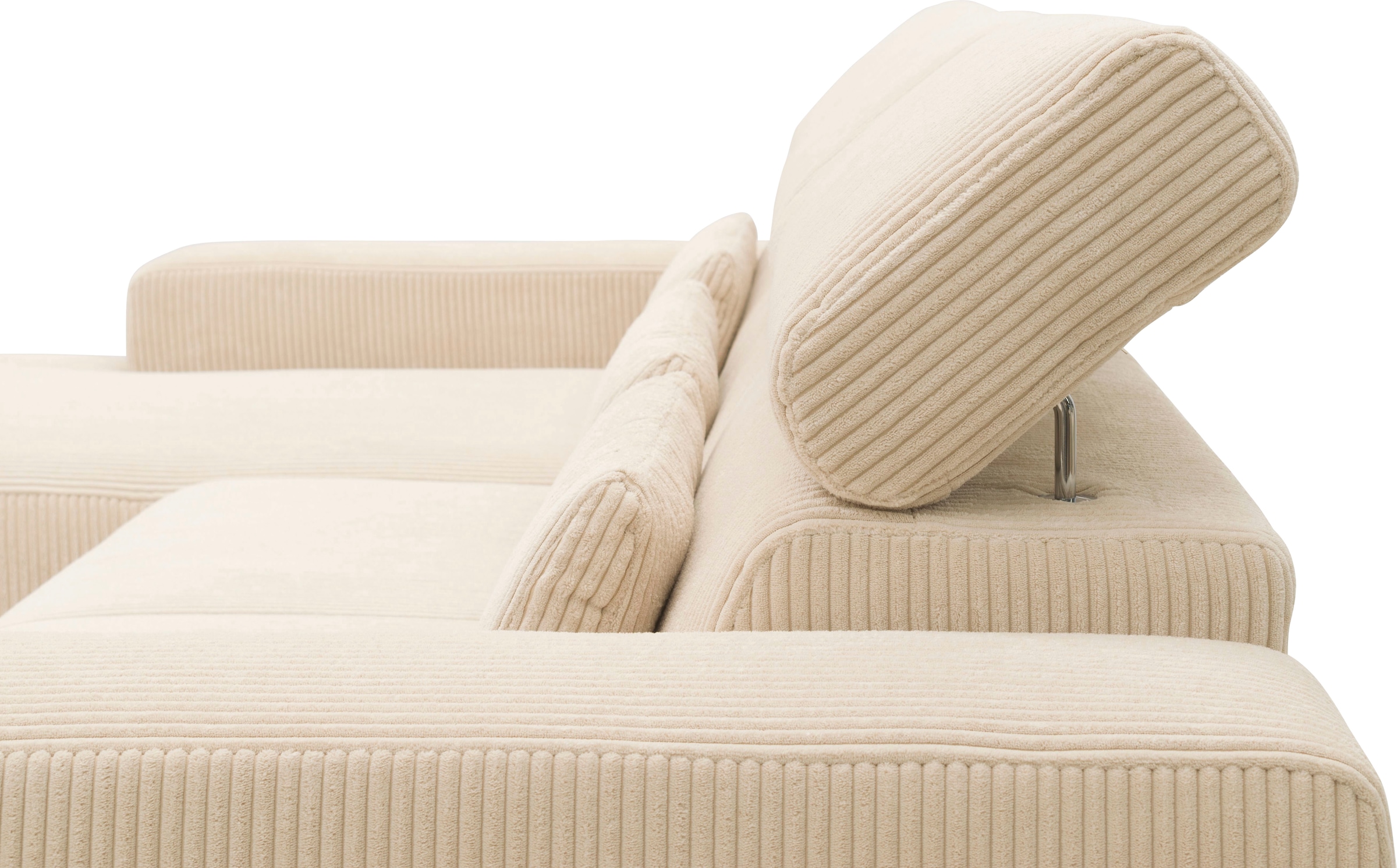 DOMO collection Ecksofa »Brandon grosse Ausführung B/T/H: 289/177/80 cm, auch in Leder und Cord«, mit Kopfteilverstellung, wahlweise Sitztiefenverstellung, L-Form