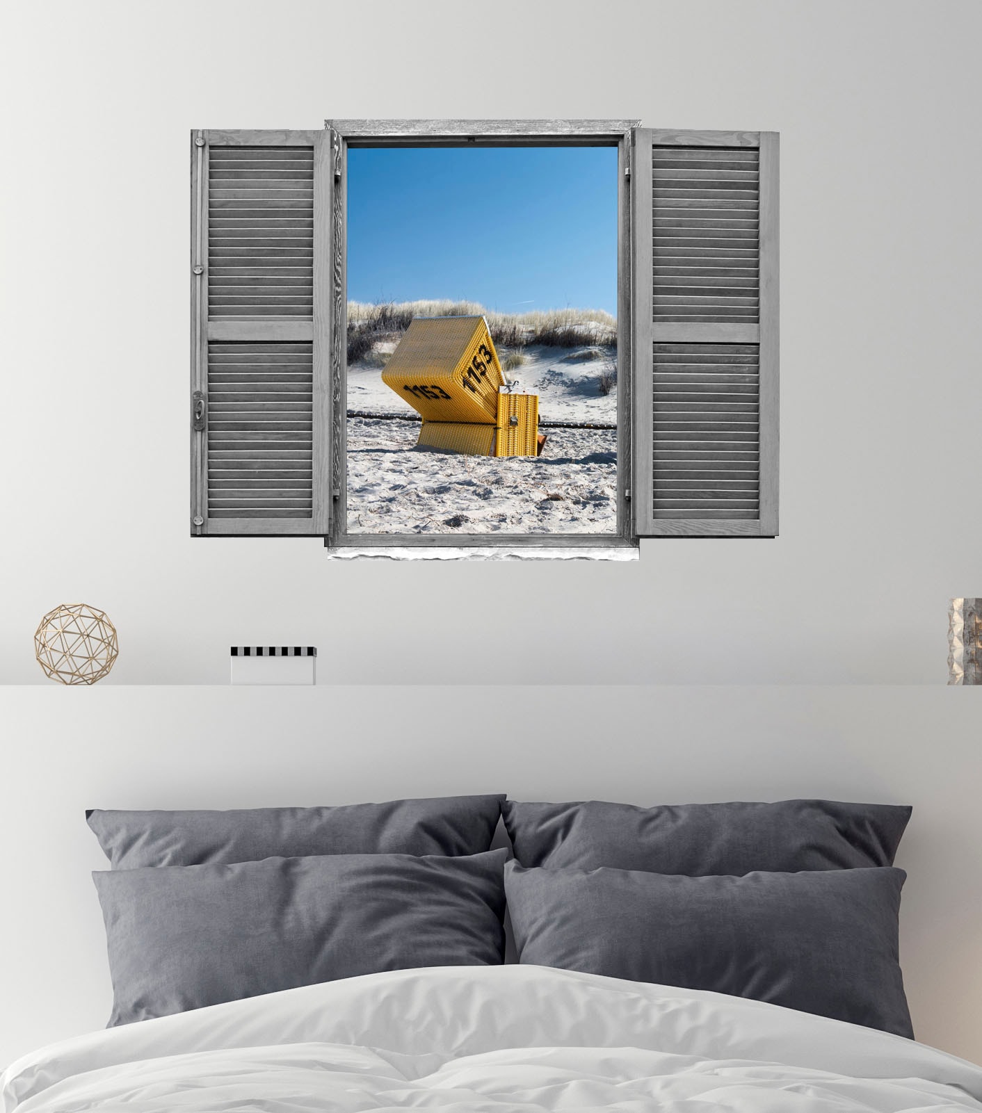 queence Wandtattoo »Strandkorb«, (1 St.), Wandsticker, Wandbild, selbstklebend, 3D, Fenster