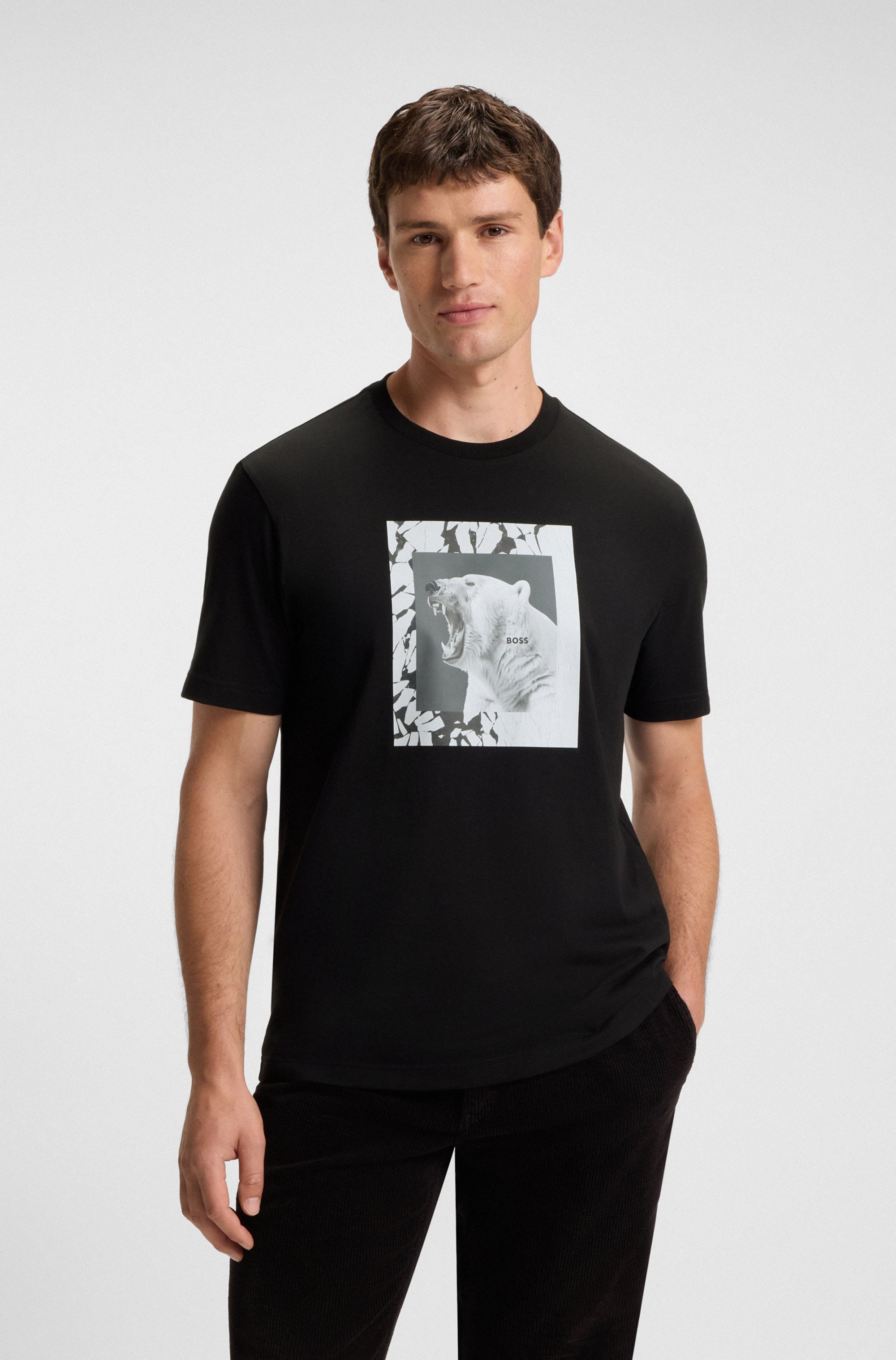Image of BOSS ORANGE T-Shirt "Te lupo" runder Ausschnitt, regular fit, Fotodruck
