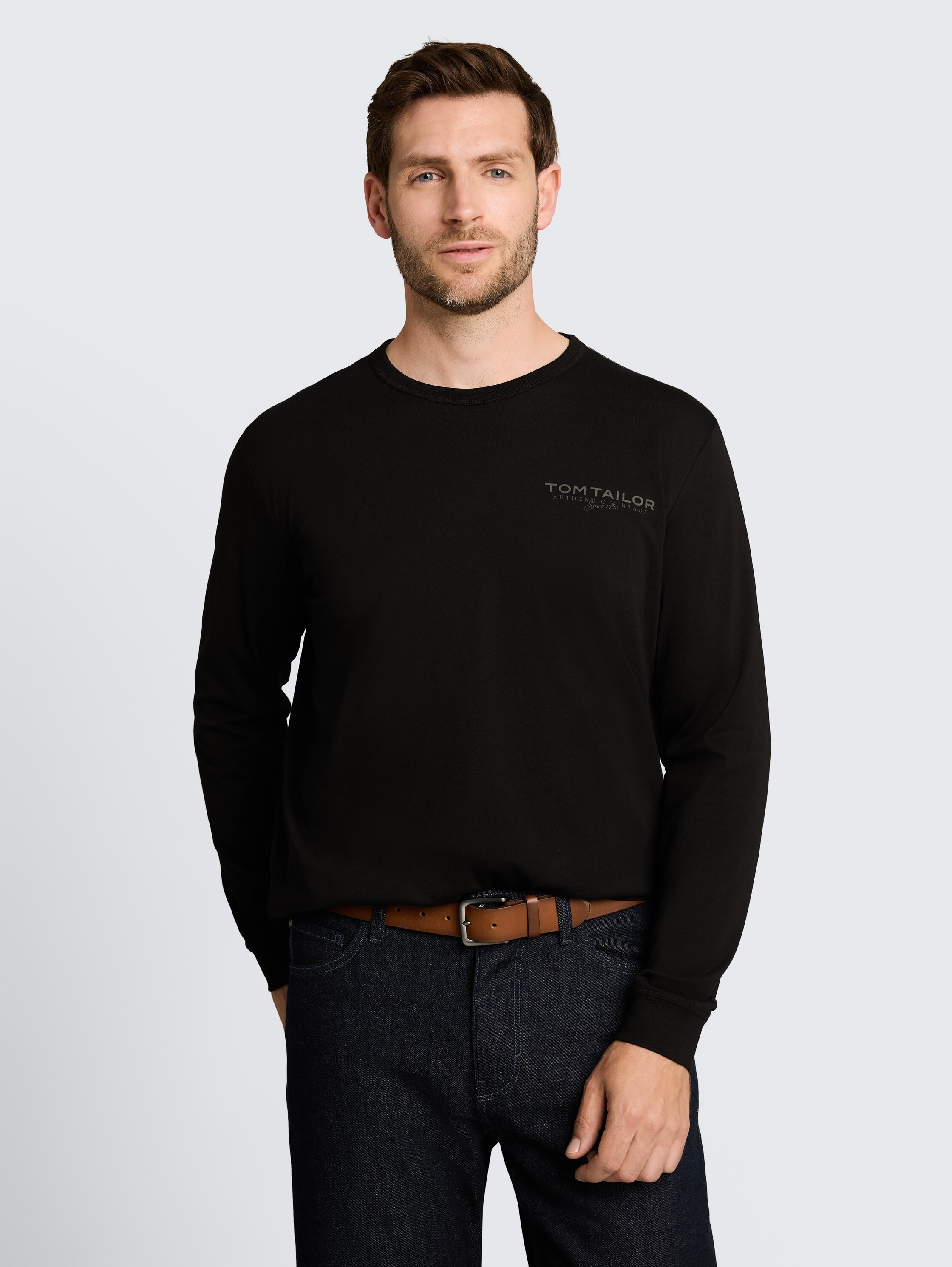 TOM TAILOR T-shirt à manches longues avec impression logo