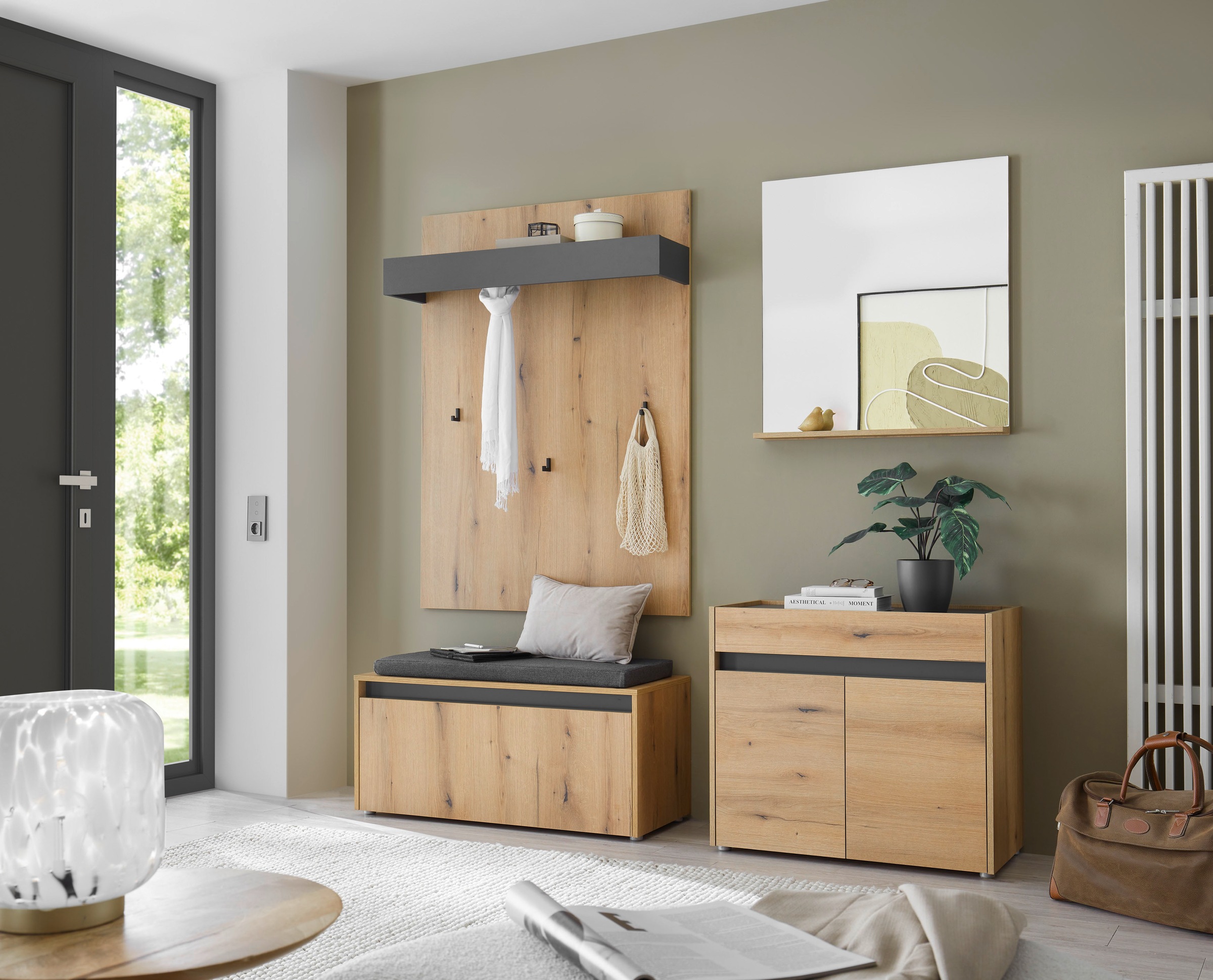 Home affaire Garderobenspiegel »Giron/City, Spiegel in drei Farben, modernes Design« universell einsetzbar, mit Ablagefläche, eckig, 75 cm breit