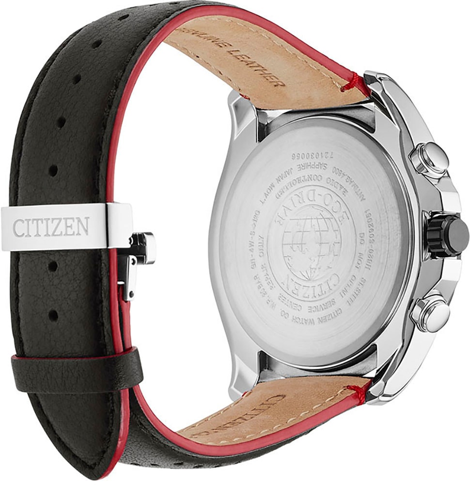 Citizen Funk-Multifunktionsuhr Armbanduhr, Herrenuhr, Solar, Saphirglas, Lederarmband