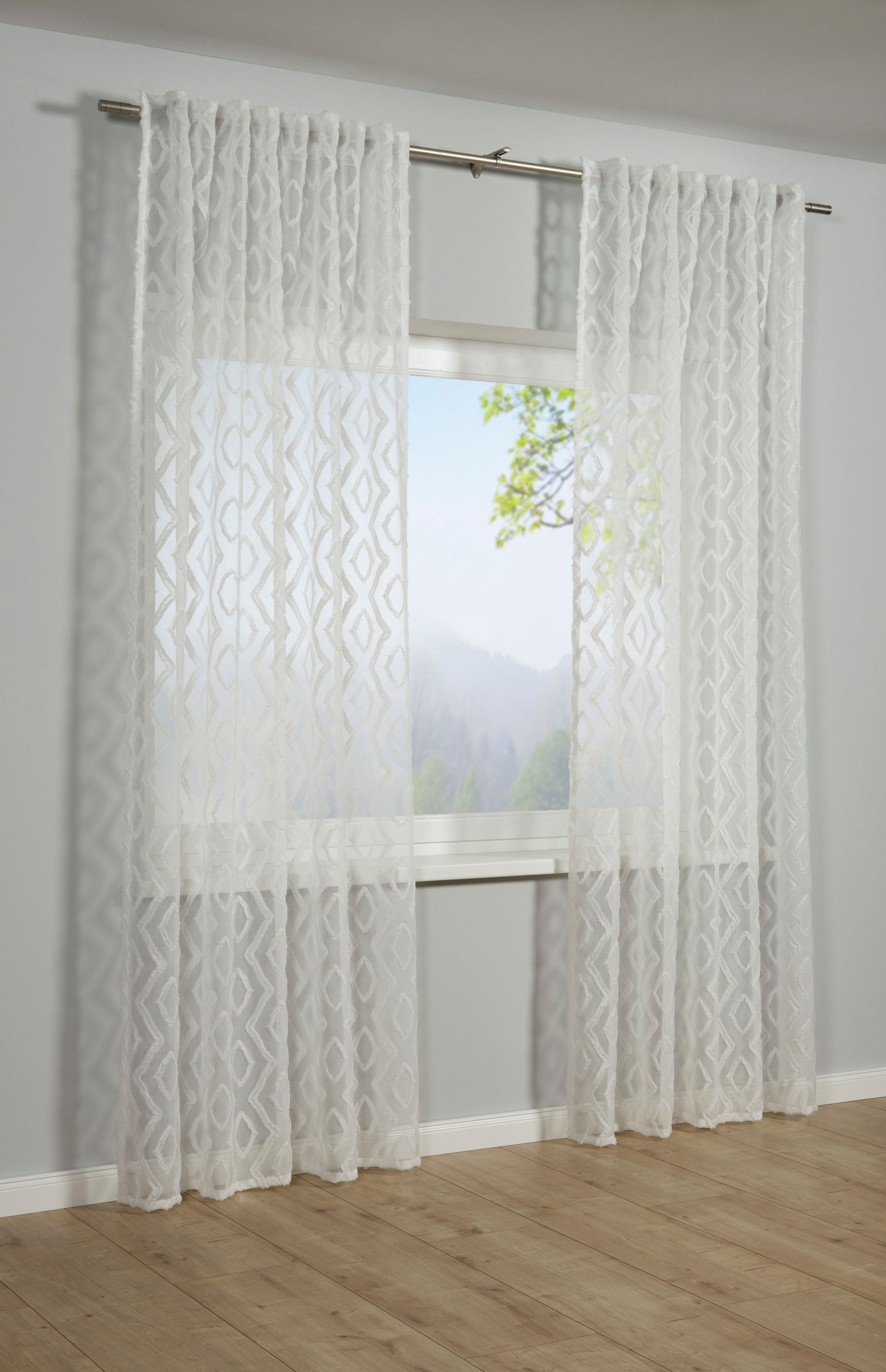 Image of Sehlbach Gardine "Schal Scherli" Schlaufen 1 Stk. tlg. mit Gardinenband und verdeckten Schlaufen