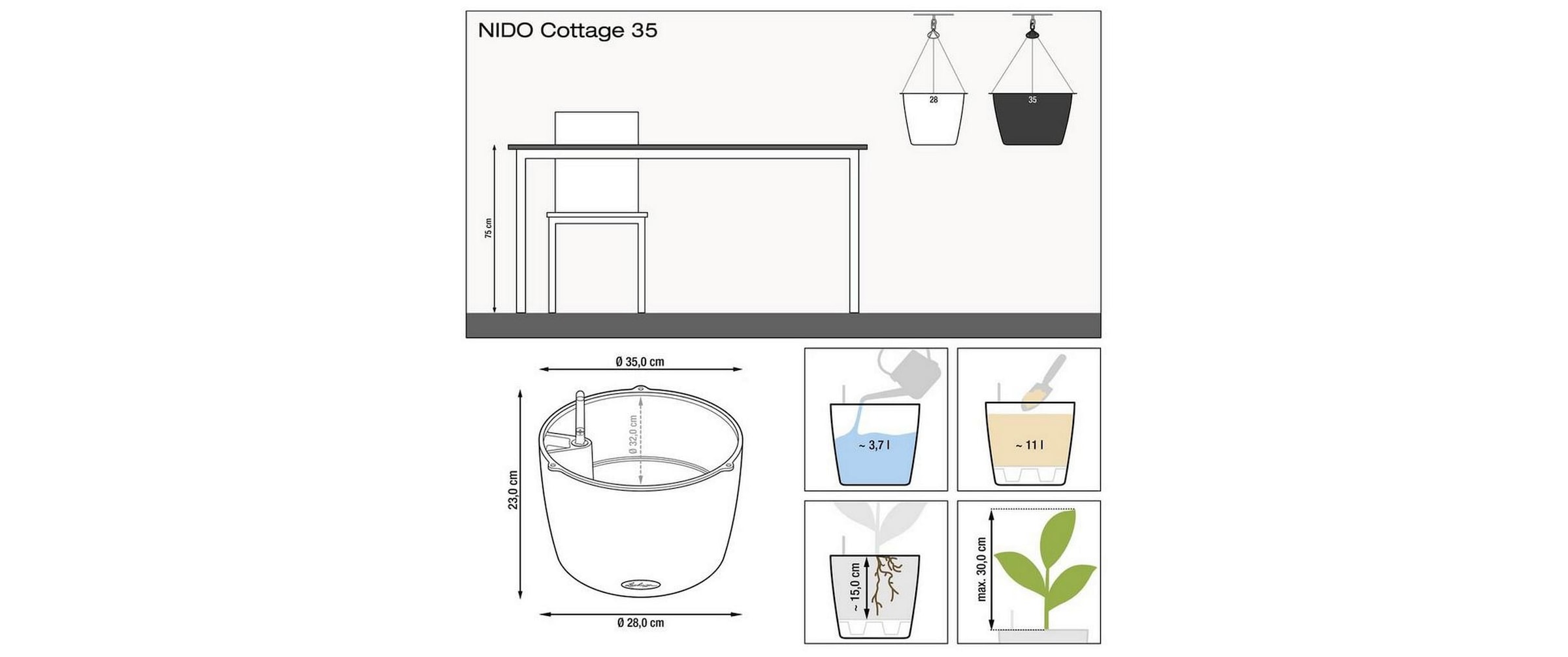   Blumentopf »Lechuza NIDO Cottage 35«