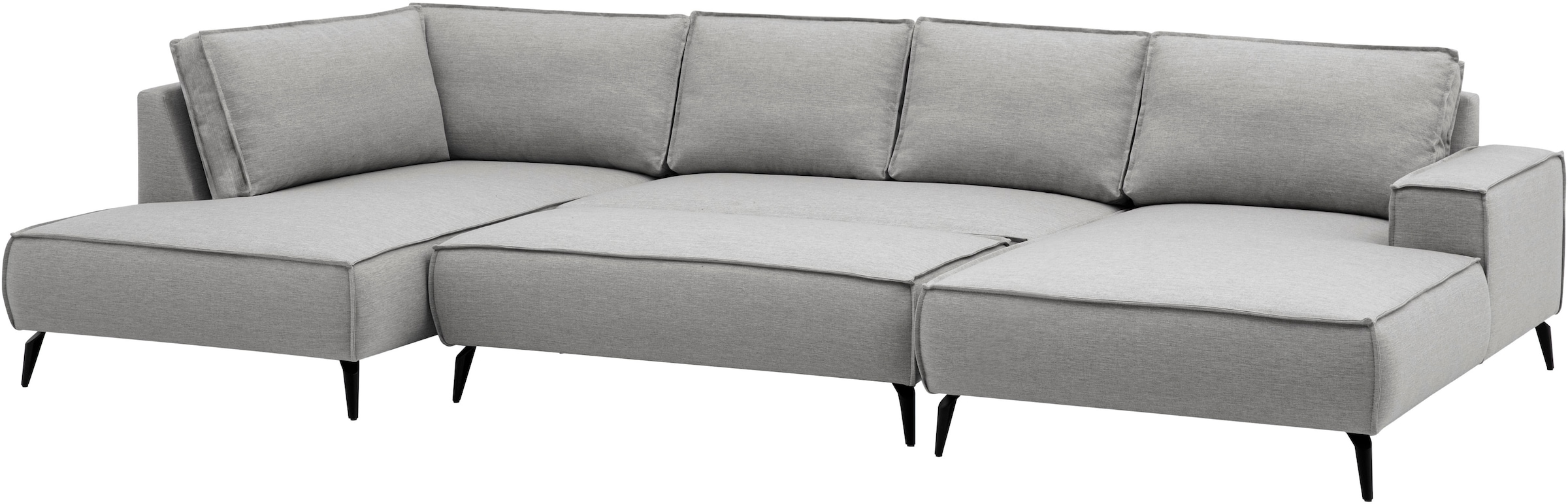 GOODproduct Wohnlandschaft »TVINNU Leinenoptik, 354, mit Hocker« Recamiere rechts/links, stellbar zum Schlafsofa (Krokodilverbinder)