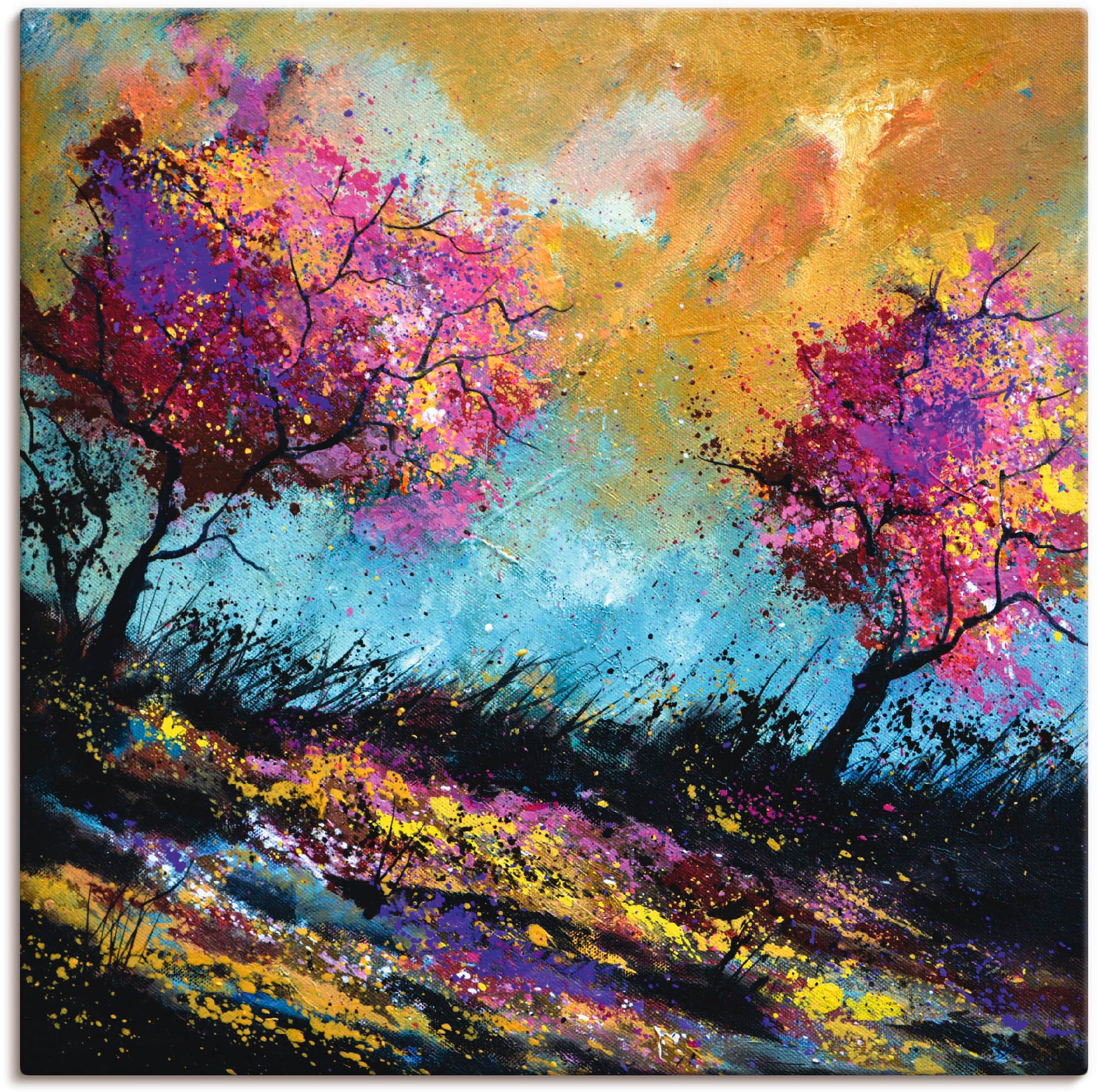 Image of Artland Leinwandbild "Herbst-Eichen" Wiesen & Bäume 1 Stk. tlg. auf Holzrahmen gespannt