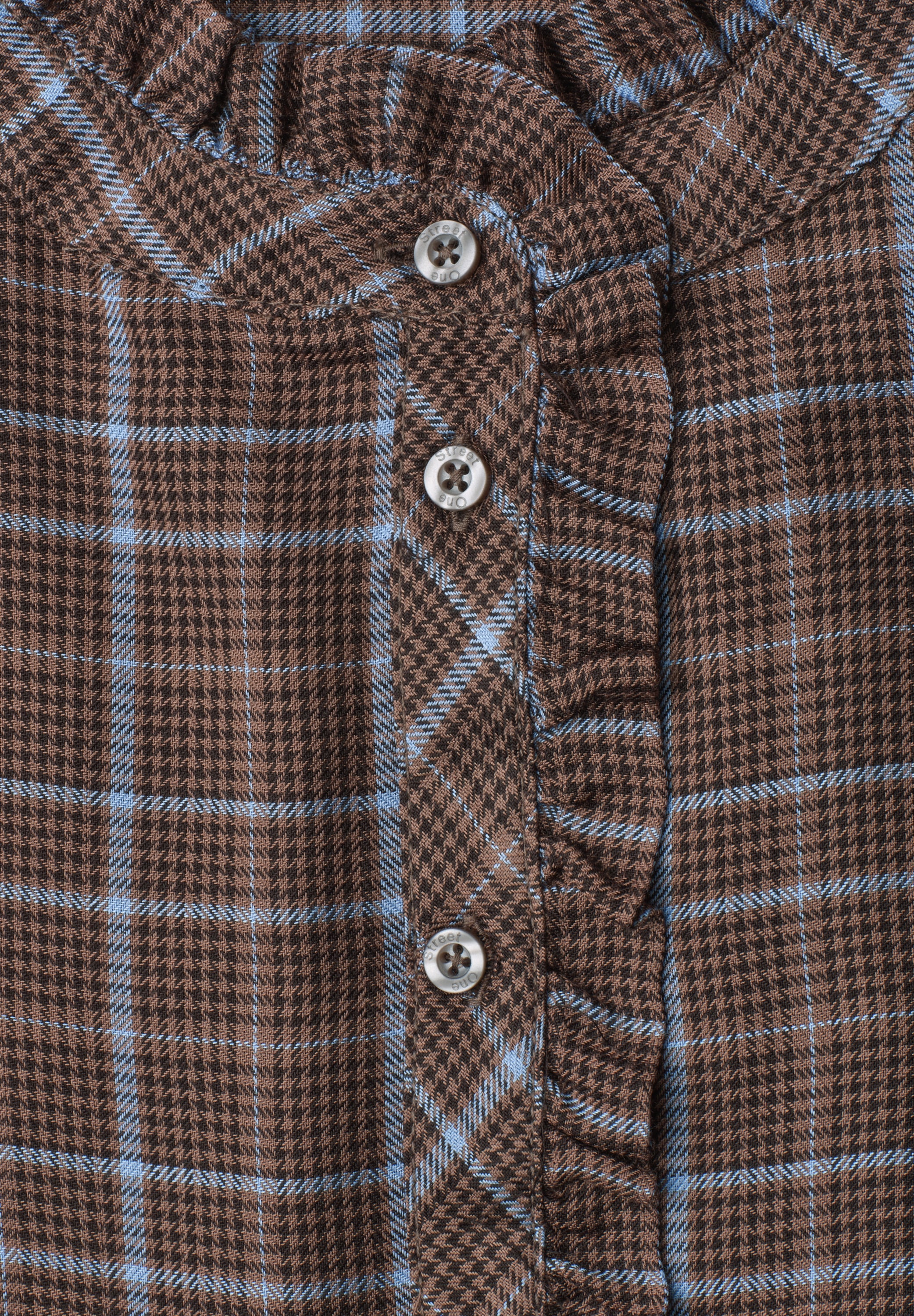 STREET ONE Langarmbluse Karierte Bluse mit Rüschendetails