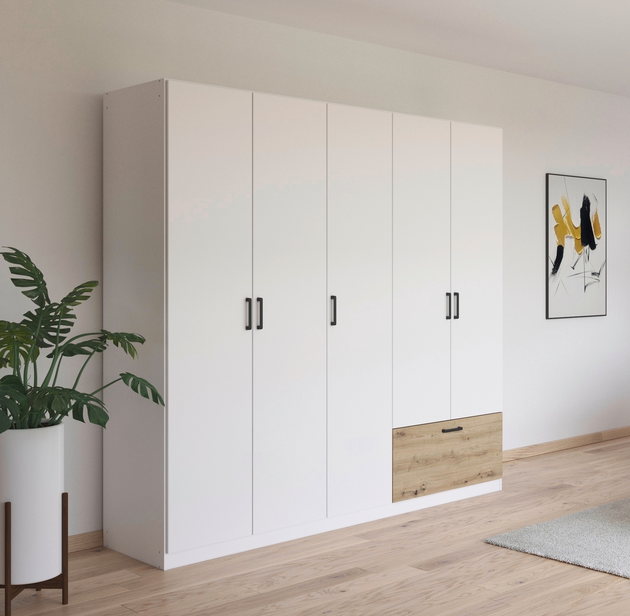rauch Kleiderschrank »Schrank Garderobe Mehrzweckschrank Schlafzimmer Mietswohnung BARI« mit Schubasten aussen, moderner Griff in Graumetallic MADE IN GERMANY