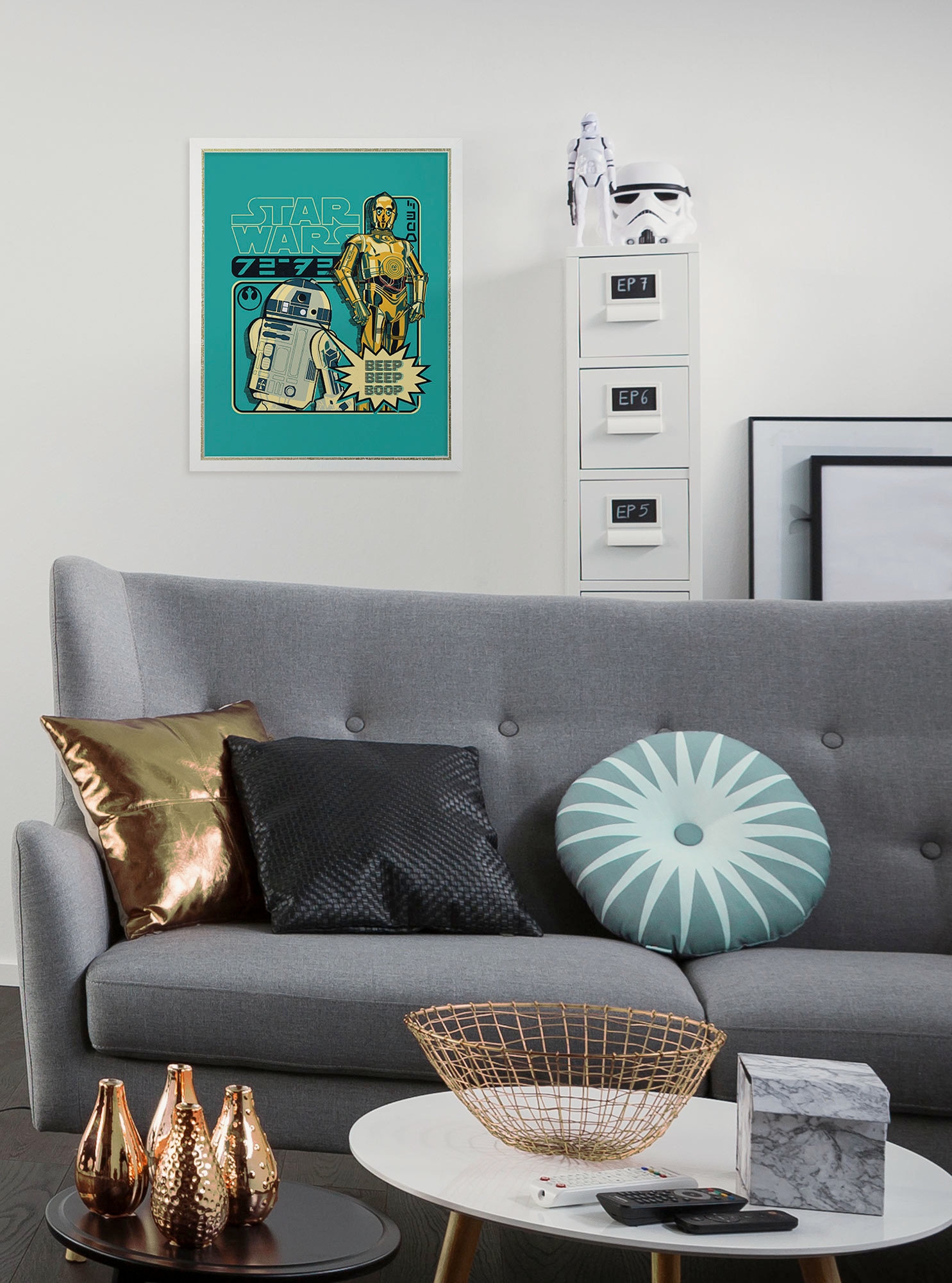 Image of Komar Wandbild "Star Wars Beep Boop" Disney Set, 1 Stk. tlg. 50 x 70 cm (Breite x Höhe) - Kinderzimmer, Dekoration