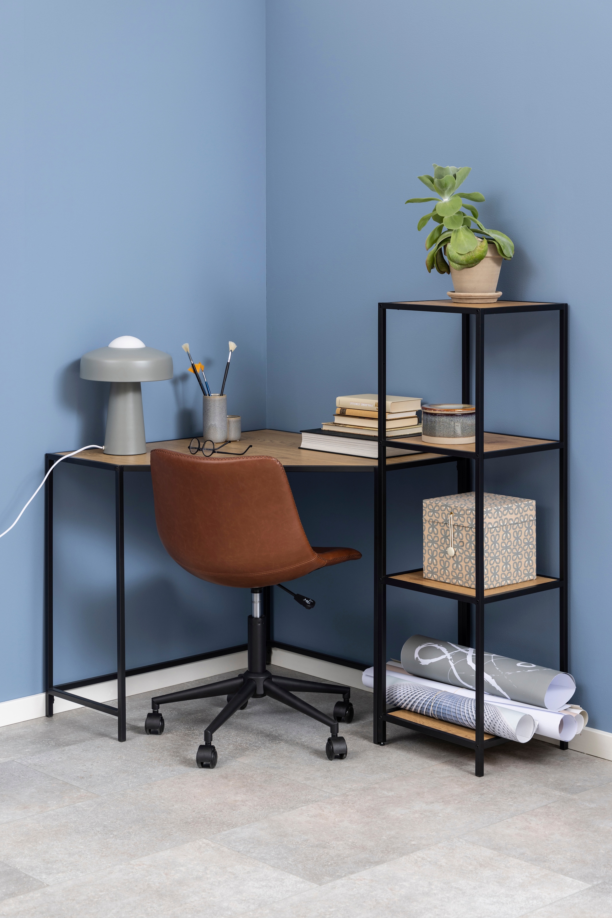 ACTONA GROUP Bücherregal Metallgestell im Industrie-Look, 3 Einlegeböden, weitere Variationen