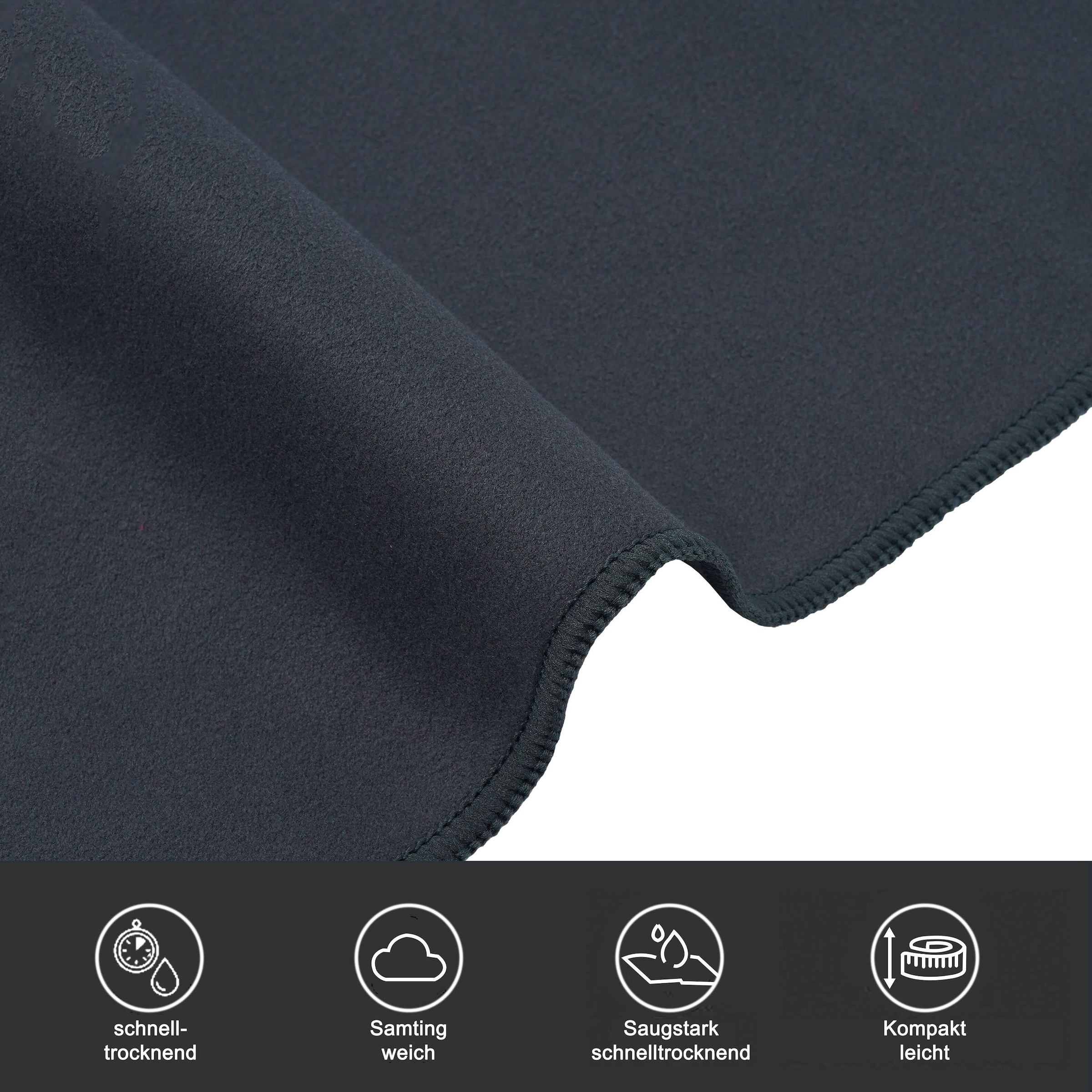 GOODproduct Serviettes »Leoa, diverse Grössen, Sporthandtuch, Reisehandtuch, Strandtuch« sehr leicht, kompakt, schnelltrocknend, Mikrofaser mit Kontrastnaht
