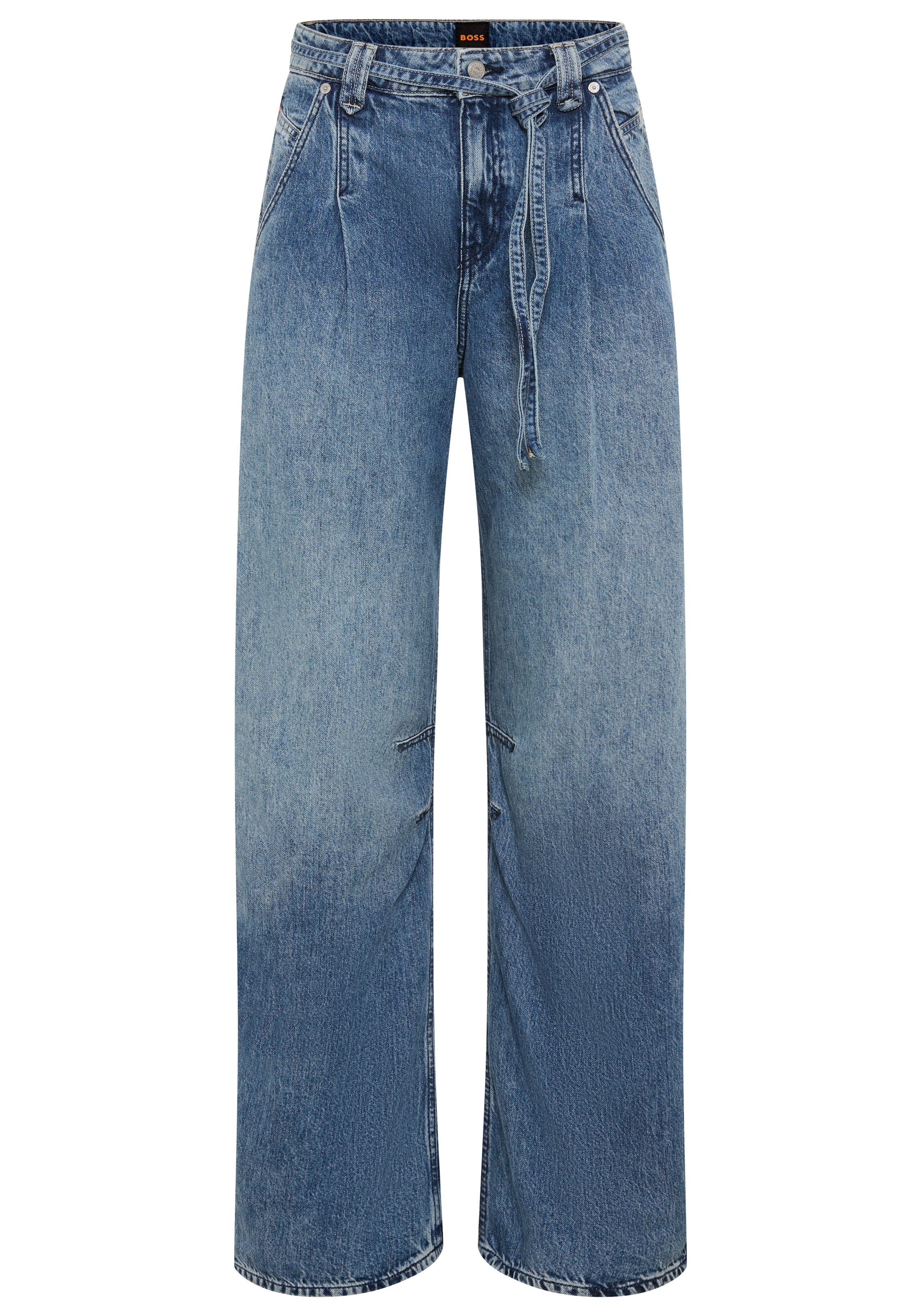 BOSS ORANGE Weite Jeans »PLEATED BARREL 1.0 Premium Damenmode« 2 tlg. mit Bindegürtel, High Waist