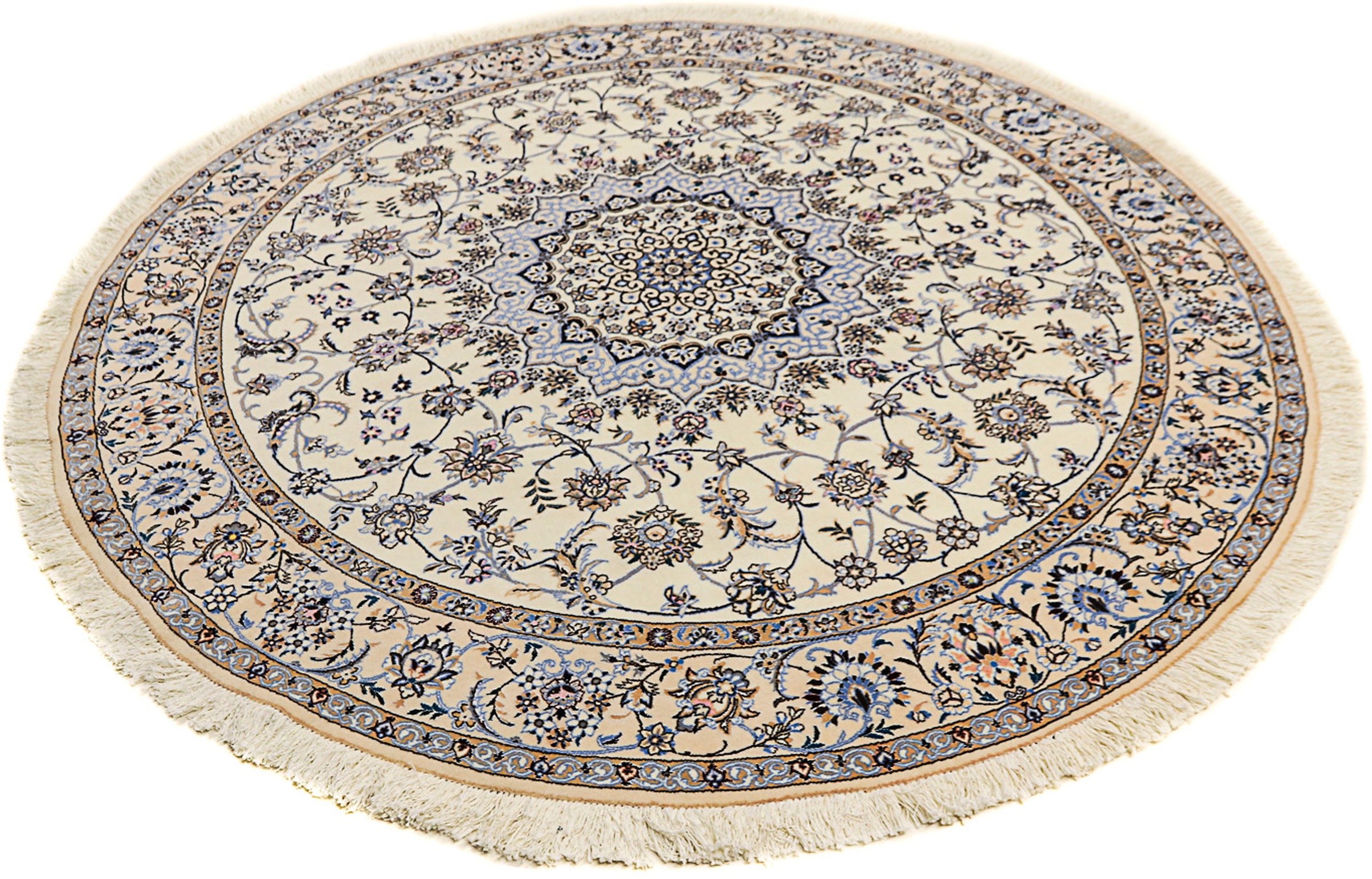 Image of morgenland Orientteppich »Perser - Nain - Premium rund - 200 x 200 cm - beige«, rund, 6 mm Höhe, Wohnzimmer, Handgeknüpft, Einzelstück mit Zertifikat bei Ackermann Versand Schweiz