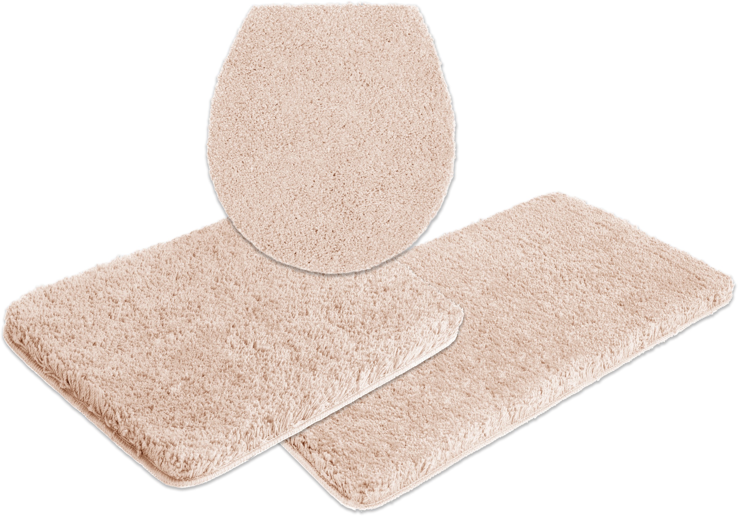 my home Badematte »Sanremo, Badvorleger, Badezimmer Teppich, sehr weich«, rutschhemmend beschichtet, fussbodenheizungsgeeignet-schnell trocknend, Badteppich, unifarben, rechteckig, rund & als 3-tlg. Set erhältlich