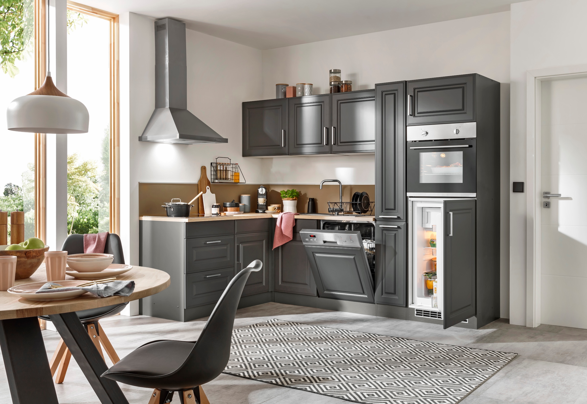 KOCHSTATION Winkelküche »KS-Stockholm – Küche mit hochwertiger und detailreicher Landhausfront« Stellbreite 260x170 cm, wahlweise mit E-Geräten, MDF-Fronten