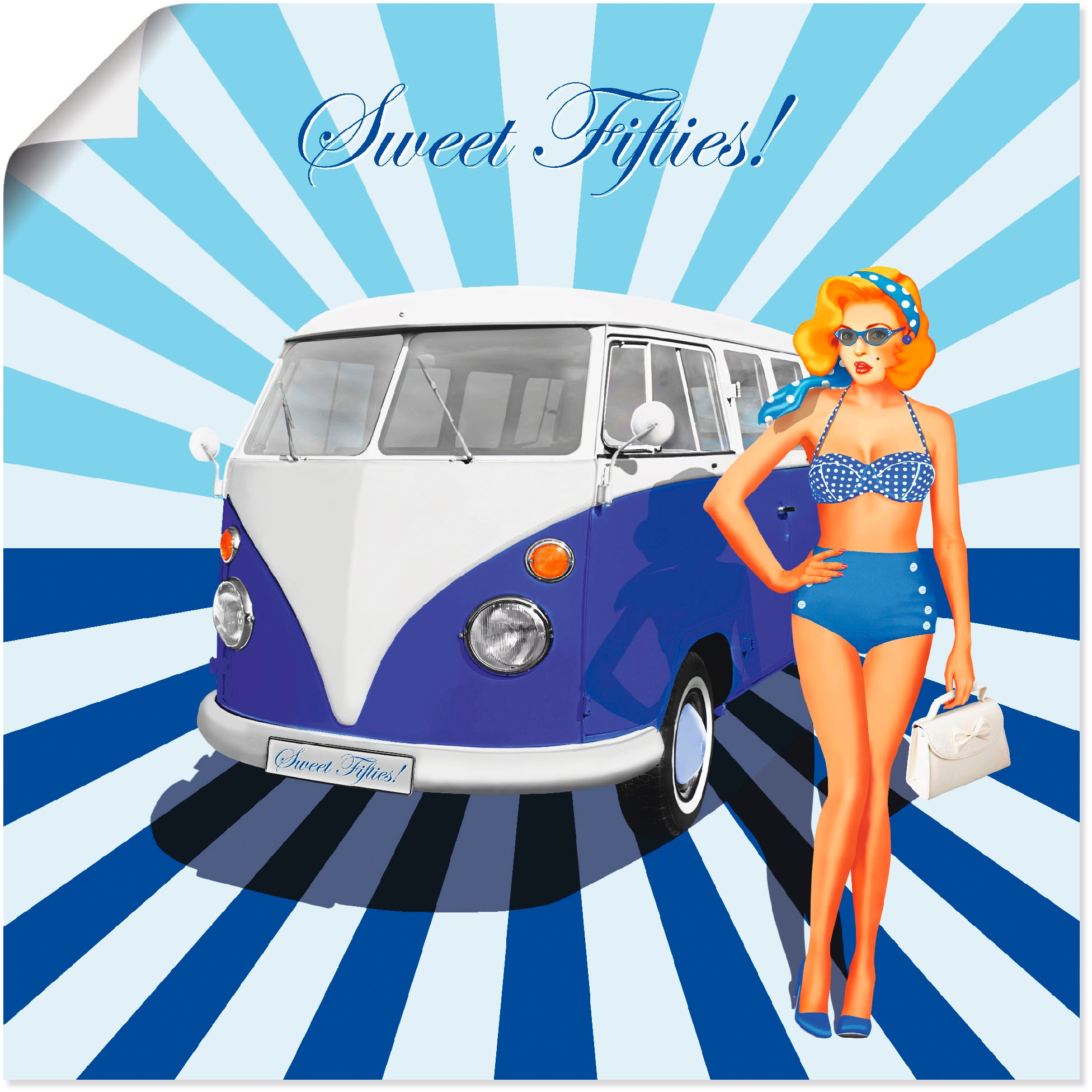 Image of Artland Wandbild »Süsse Fünfziger«, Auto, (1 St.), in vielen Grössen & Produktarten - Alubild / Outdoorbild für den Aussenbereich, Leinwandbild, Poster, Wandaufkleber / Wandtattoo auch für Badezimmer geeignet bei Ackermann Versand Schweiz