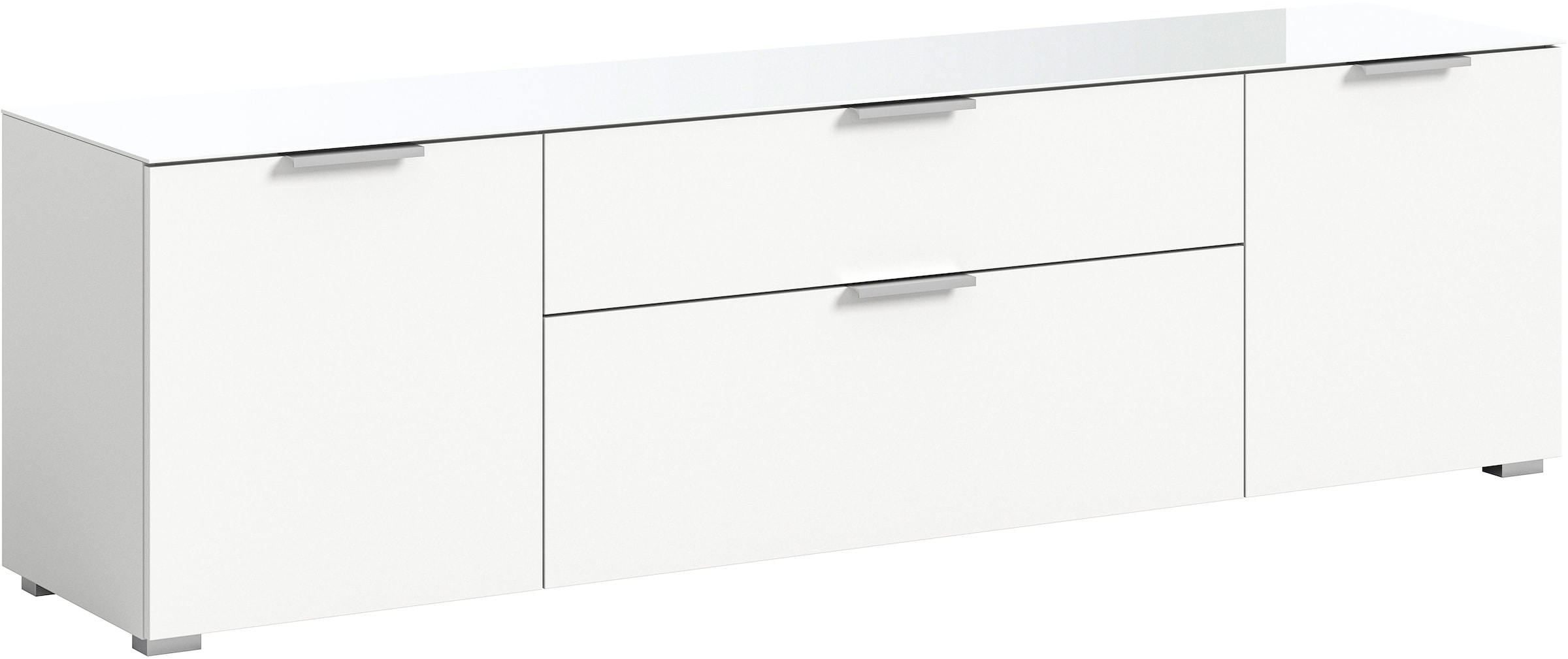 INOSIGN Lowboard »Raio, Breite 179 cm, 2 Türen, 2 Schubkästen, Oberboden mit Glasplatte«, TV-Board, TV-Schrank, Mediaboard, Fernsehschrank