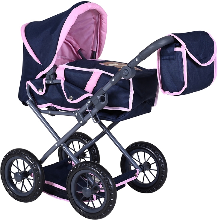 Knorrtoys® Kombi-Puppenwagen »Ruby - Navy Pink Baer«, mit Wickeltasche