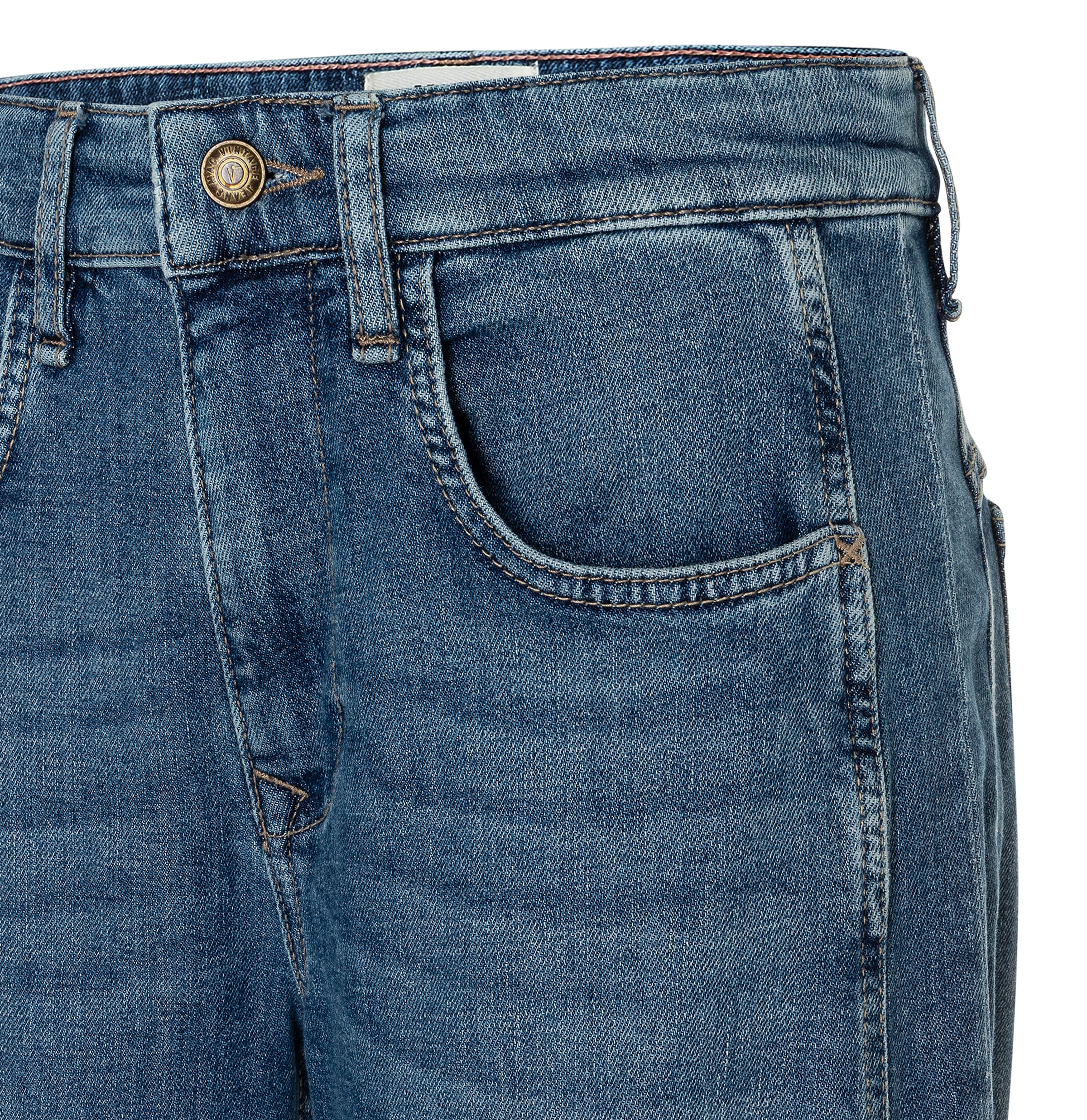 MAC 5-Pocket-Jeans »OHIO Barrel« Barrel Fit, Naht-Detail auf Kniehöhe