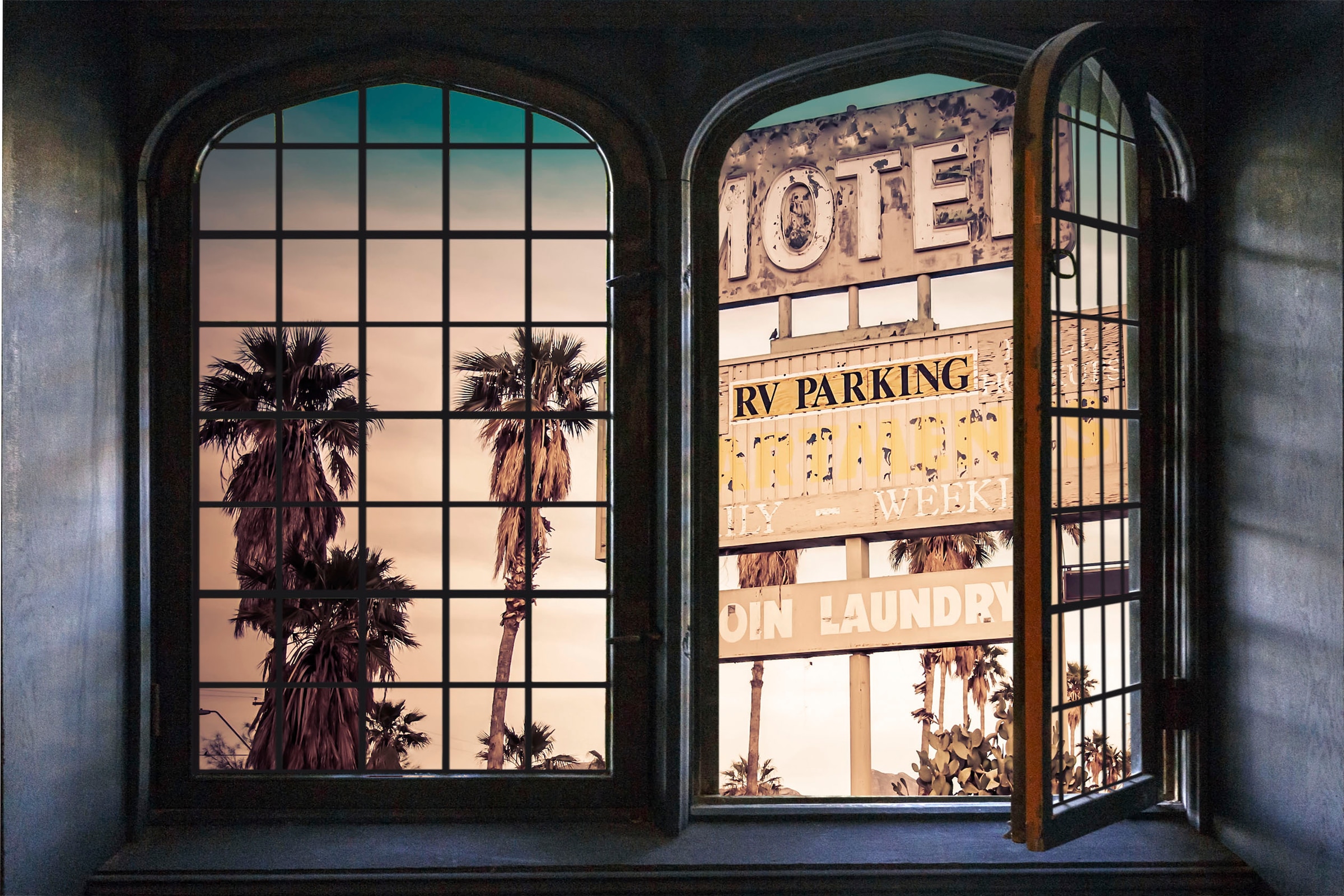 Image of queence Wandsticker "Motel" Wandsticker, Wandbild, selbstklebend, 3D, Fenster